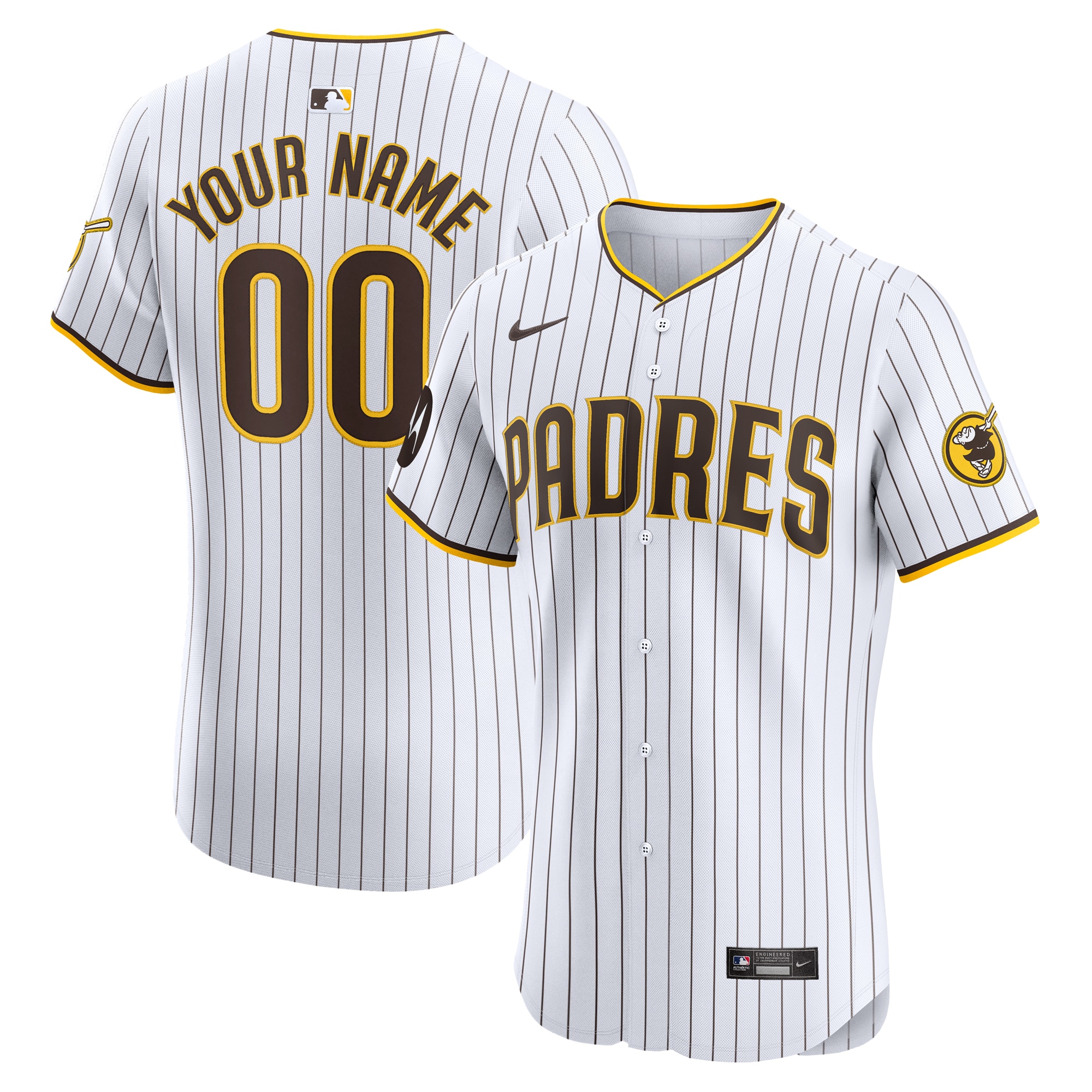 San Diego Padres Home Elite Custom Patch Jersey - White