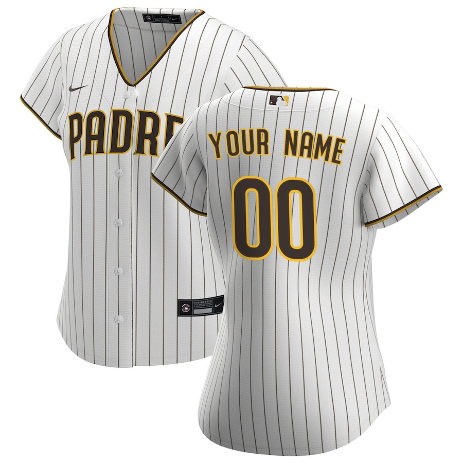 San Diego Padres Home Women Custom Jersey - White 