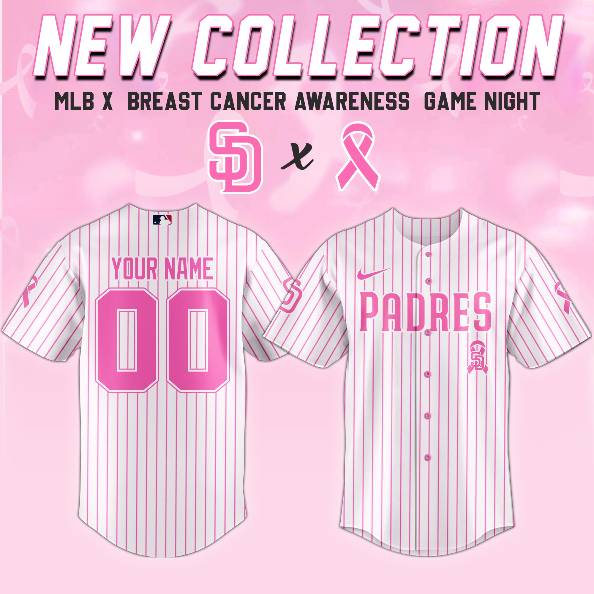 San Diego Padres Mlb X Breast Cancer Awareness Month United In Pink Custom Baseball Jersey