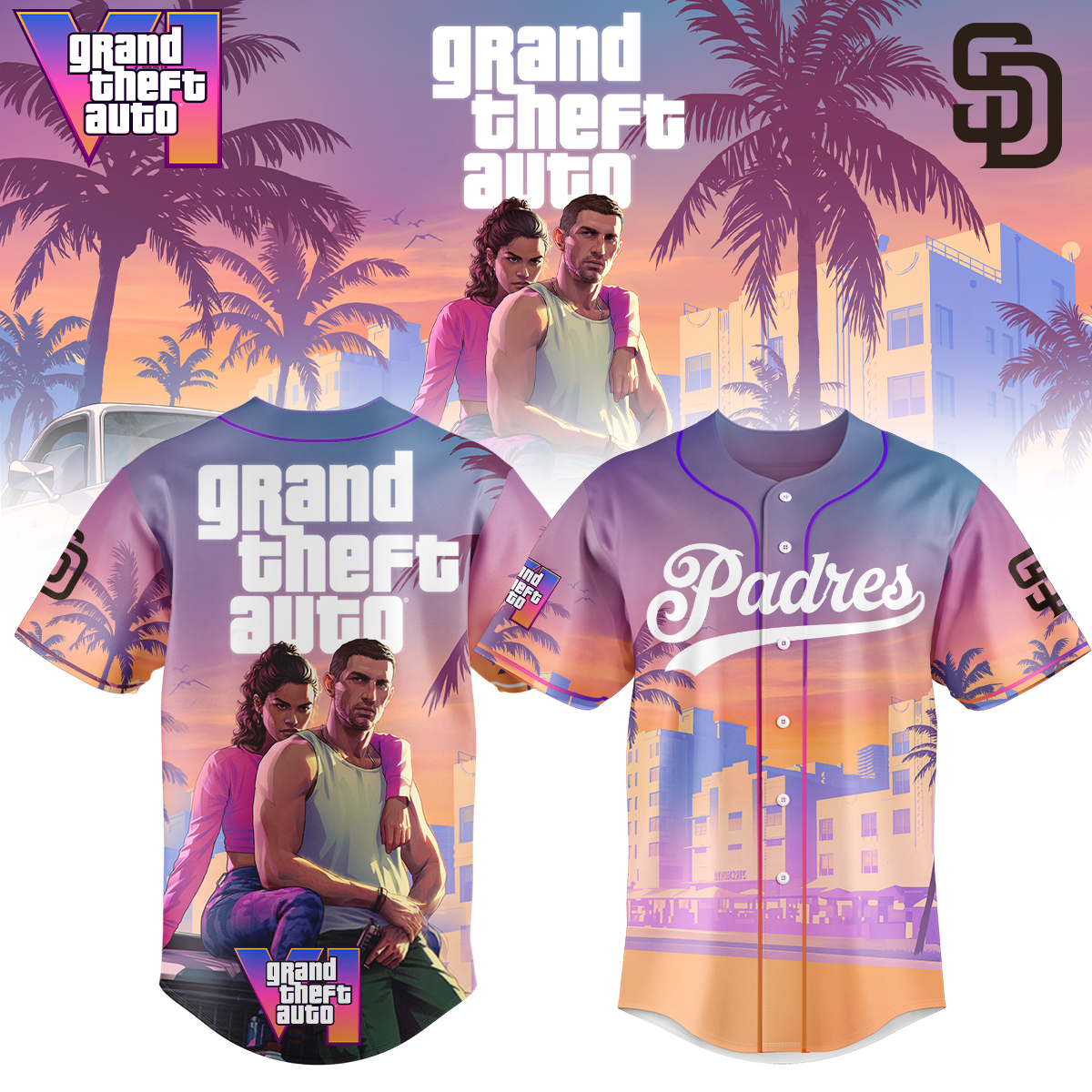 San Diego Padres Mlb X Grand Theft Auto Custom Baseball Jersey