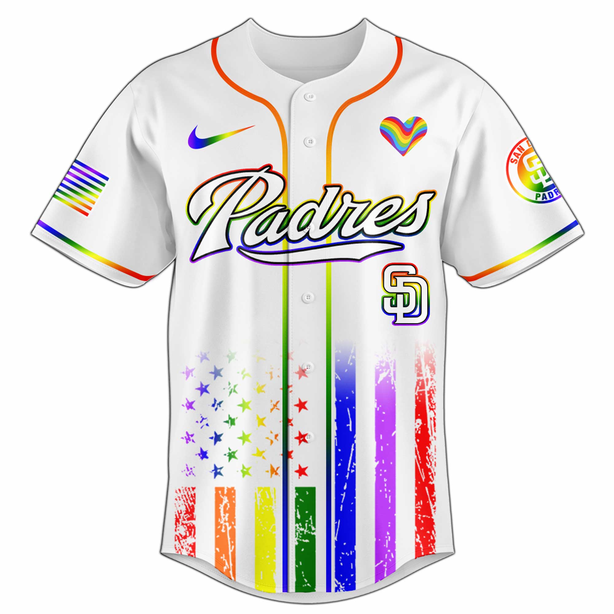 Alternative view of San Diego Padres Mlb X Happy Pride Month Limited Edition Custom Baseball Jersey 2025