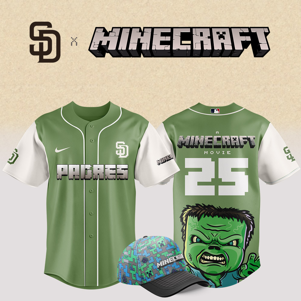 San Diego Padres Mlb X Minecraft Movie Custom Baseball Jersey