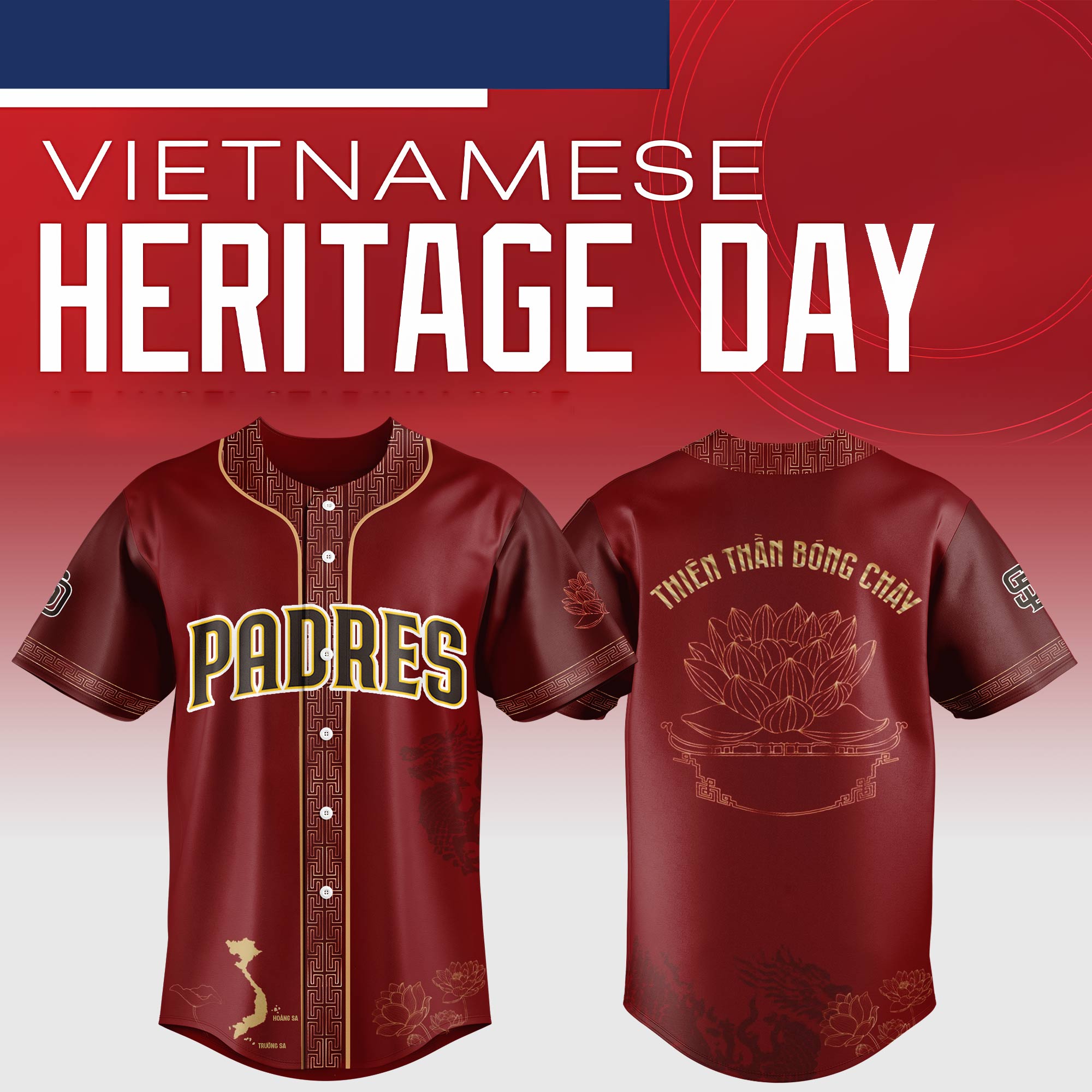 San Diego Padres Mlb X Vietnamese Heritage Night Custom Baseball Jersey