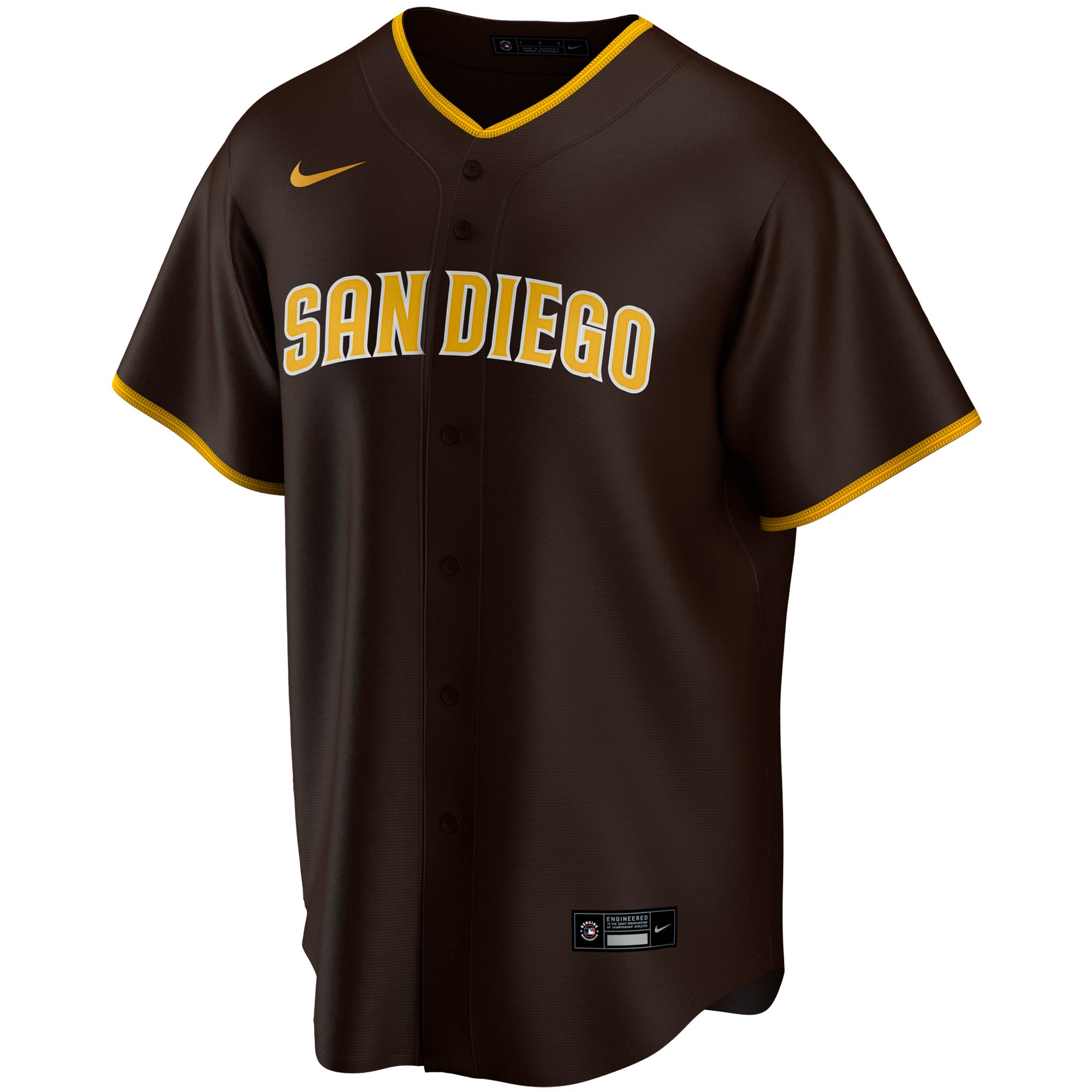 Alternative view of San Diego Padres Road Replica Team Jersey – Brown