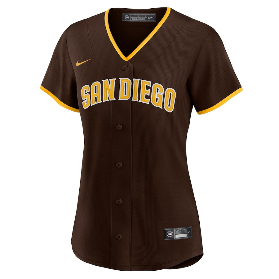 Alternative view of San Diego Padres Road Women Jersey - Brown 