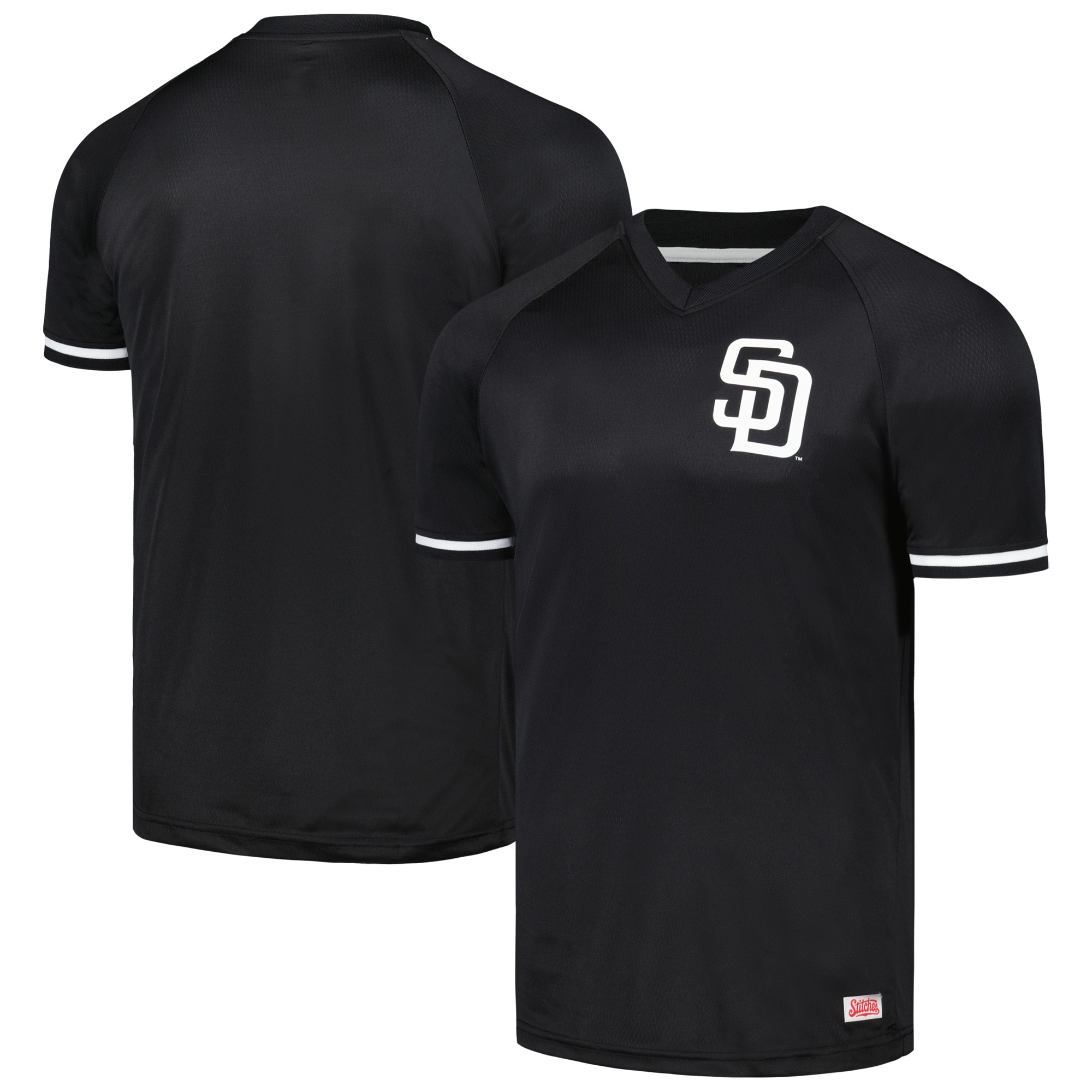 San Diego Padres Stitches Black Raglan V-neck Jersey