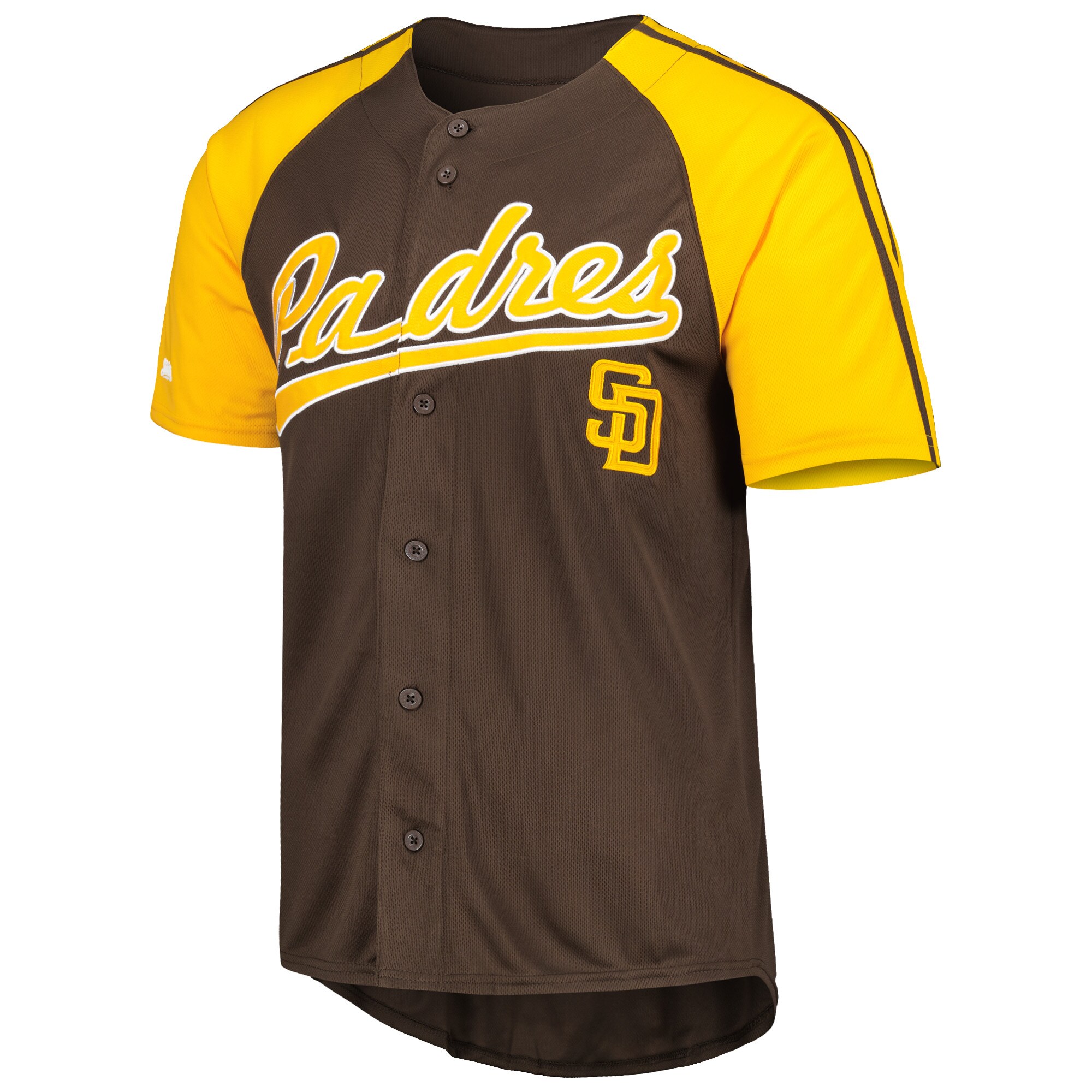 Alternative view of San Diego Padres Stitches Button-down Raglan Fashion Jersey – Brown