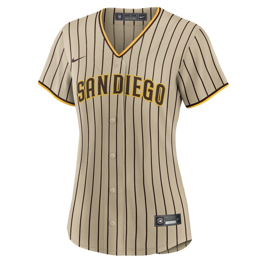 Alternative view of San Diego Padres Women's Road Custom Jersey - Brown 