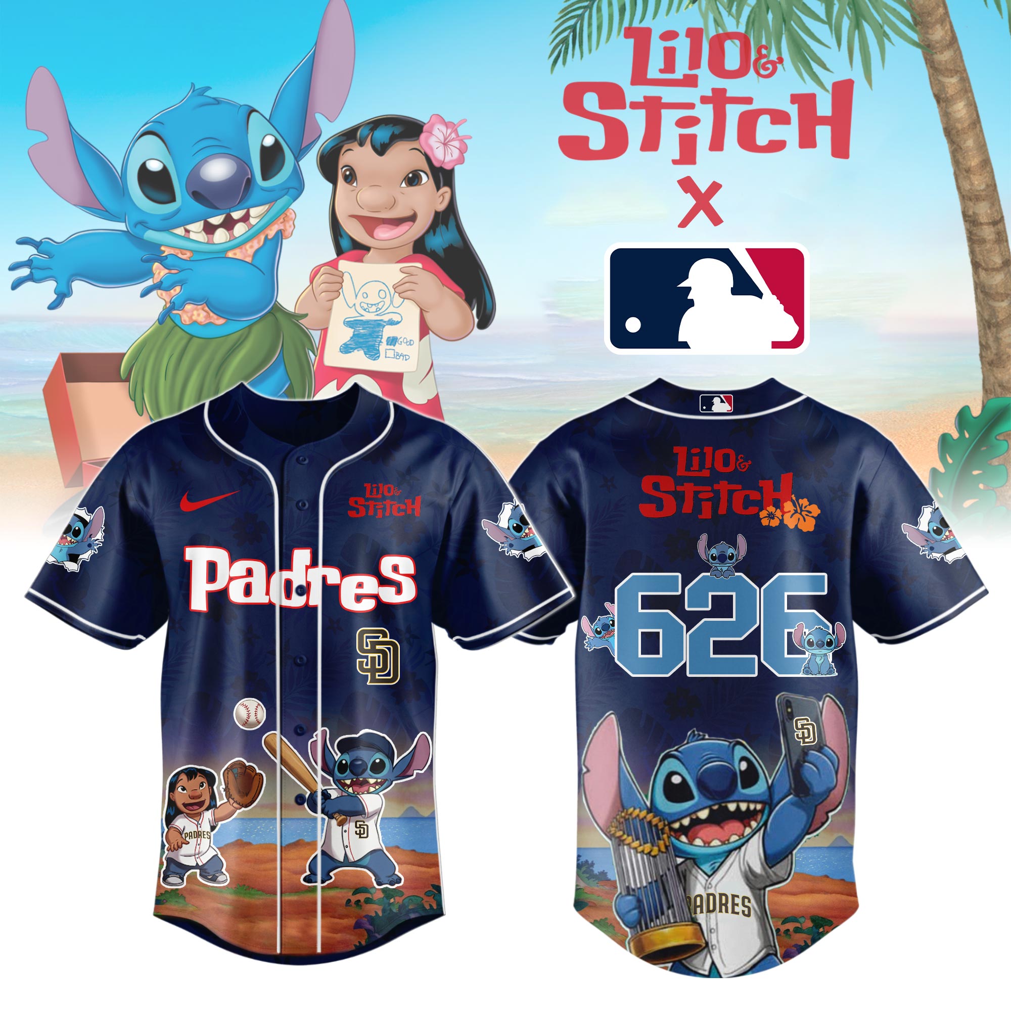 San Diego Padres X Lilo & Stitch Limited Edition Custom Baseball Jersey