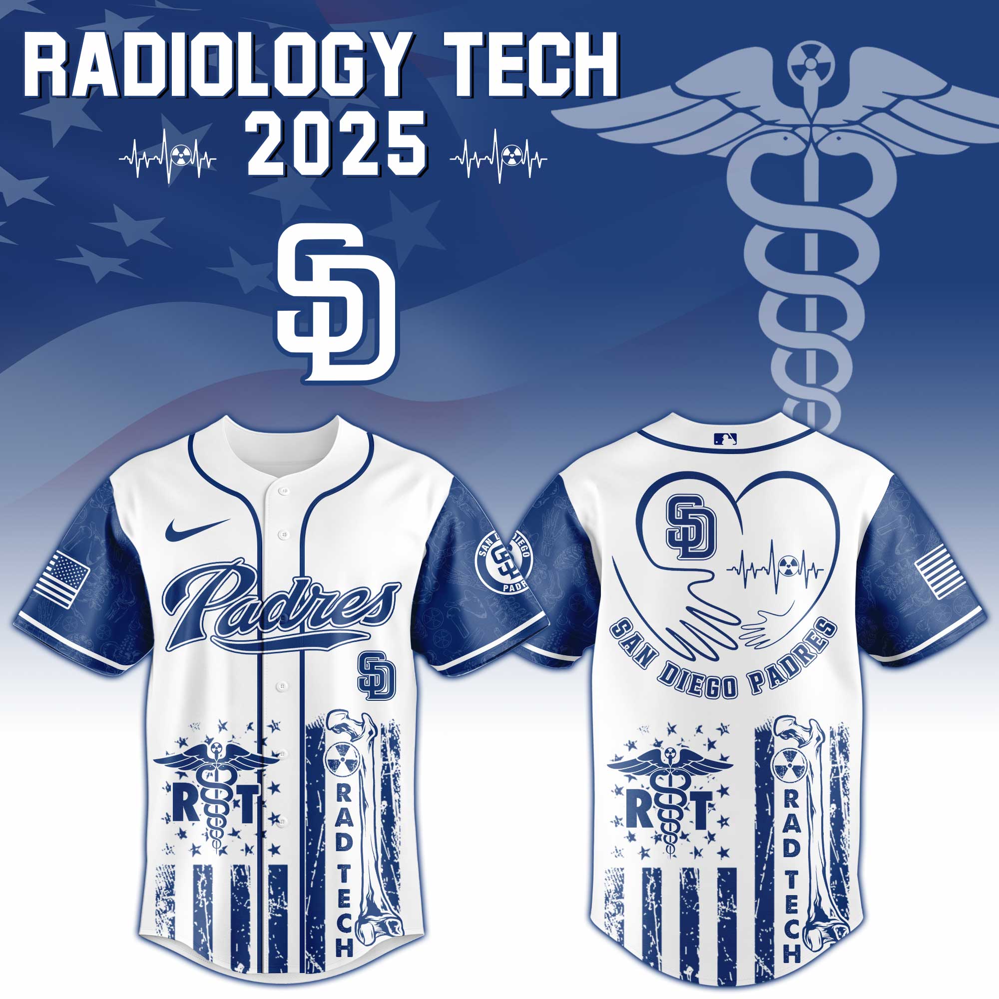 San Diego Padres X Radiology Tech Night Exclusive Design Custom Baseball Jersey