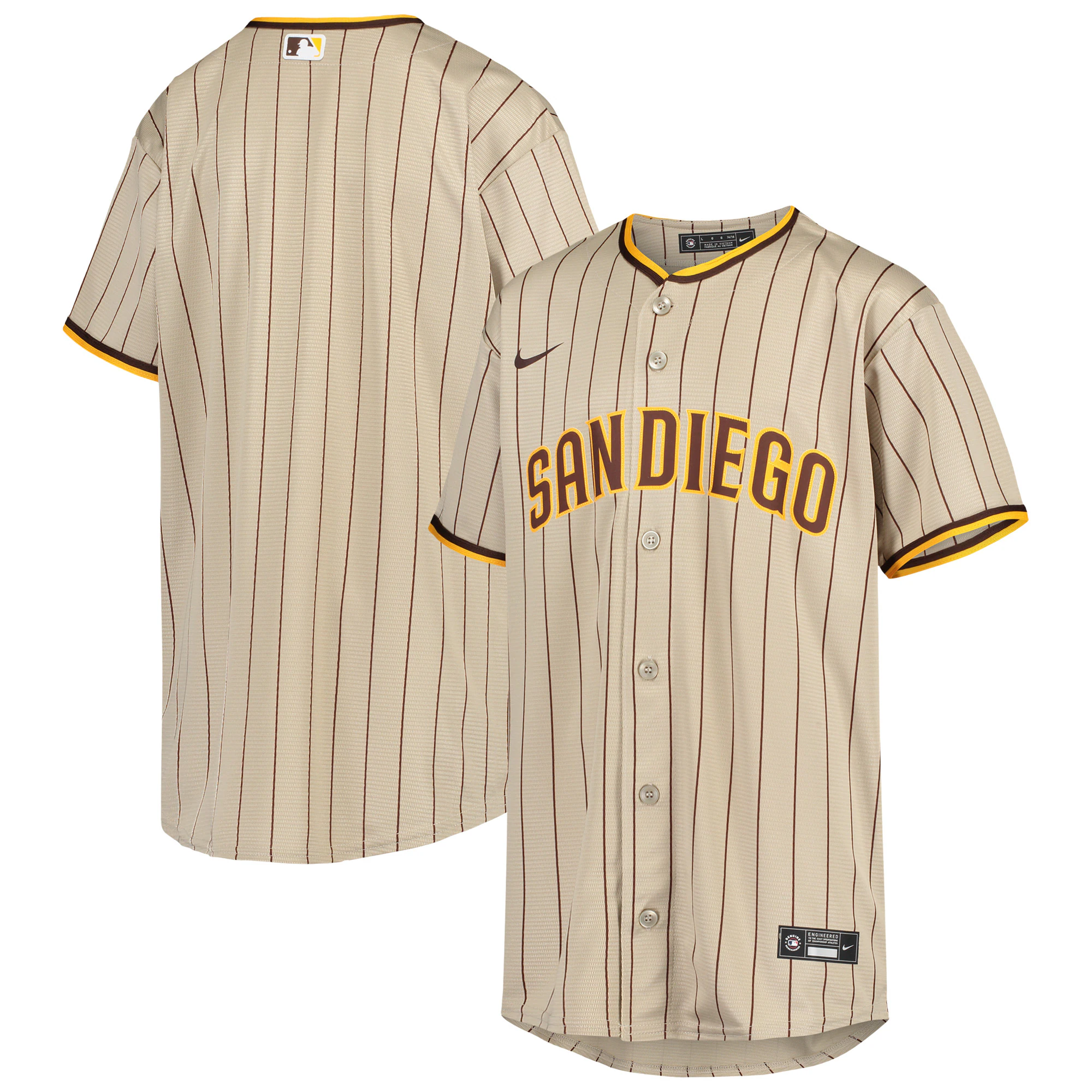 San Diego Padres Youth Alternate Replica Team Jersey - Sand/brown
