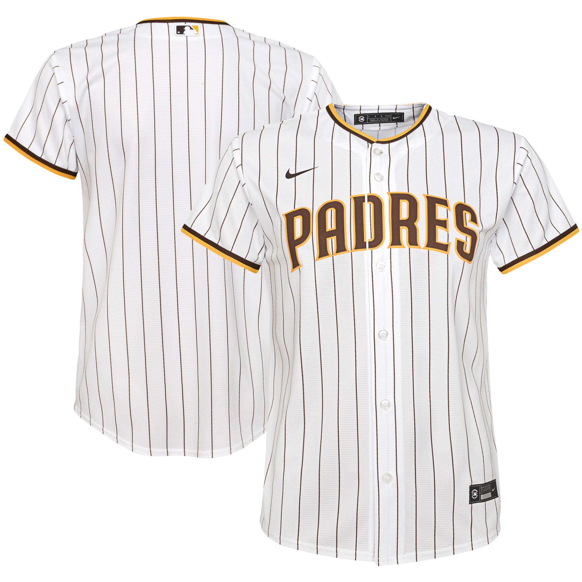 Alternative view of San Diego Padres Youth Home Replica Team Jersey - White