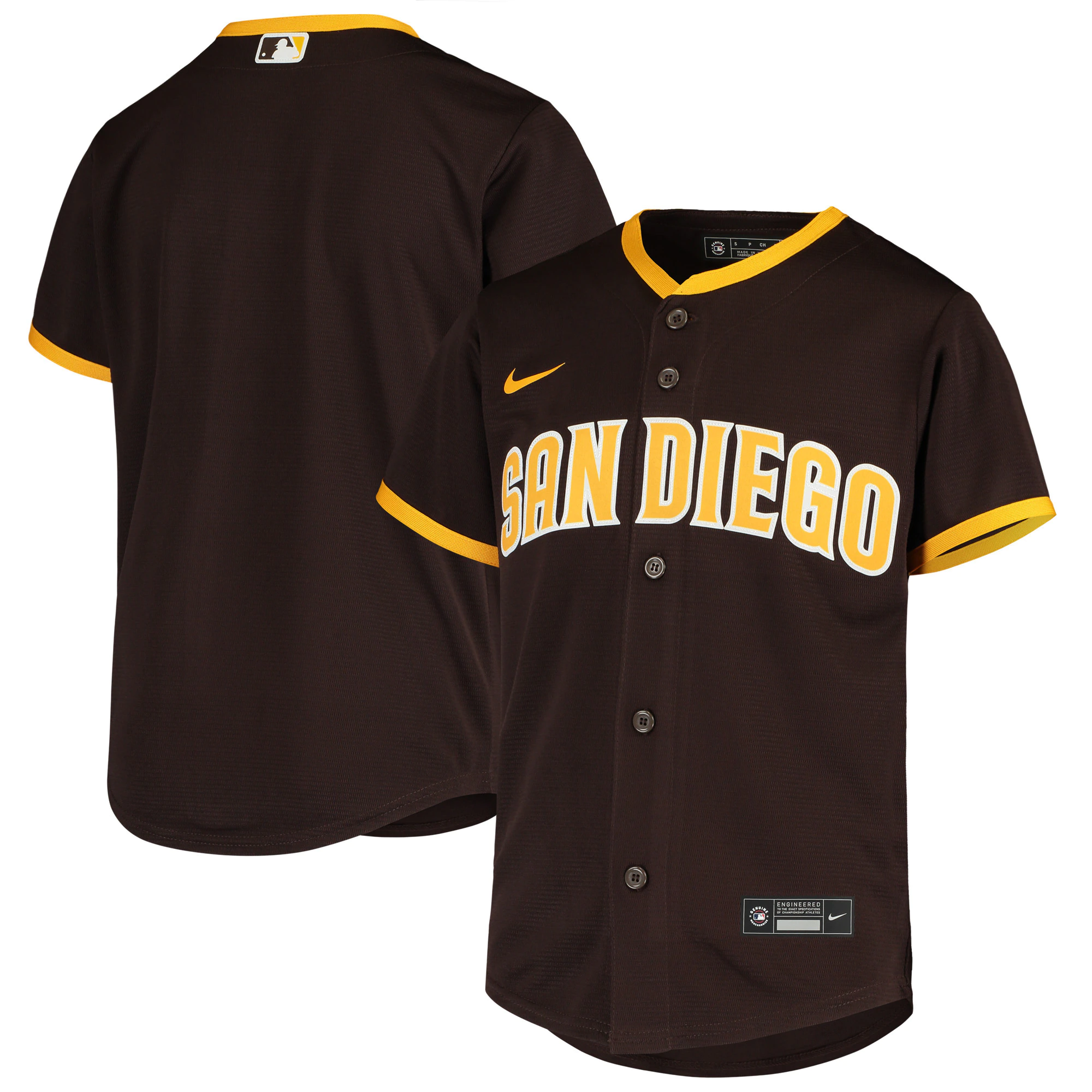 San Diego Padres Youth Road Replica Team Jersey - Brown
