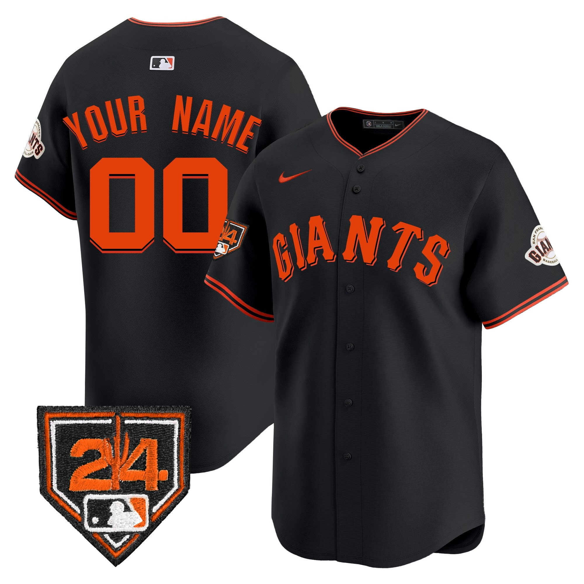 San Francisco Giants 2024 Spring Training Patch Custom Men Jersey - Black 