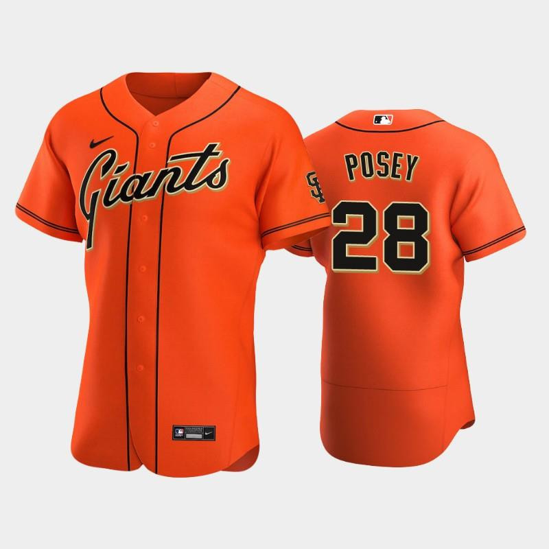 San Francisco Giants 28 Buster Posey Alternate Jersey Orange Jersey 