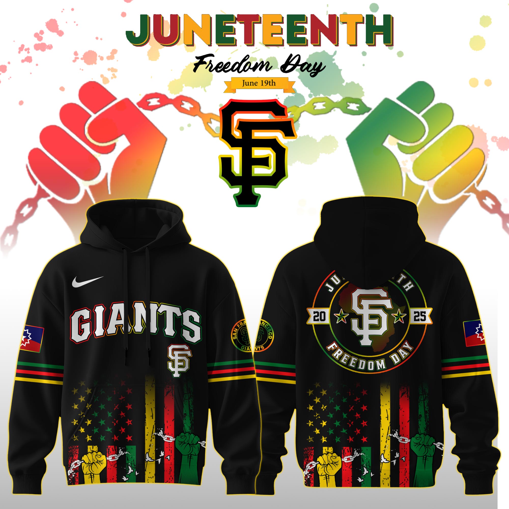 San Francisco Giants Mlb X Juneteenth Freedom Day Edition Custom Hoodie 2025