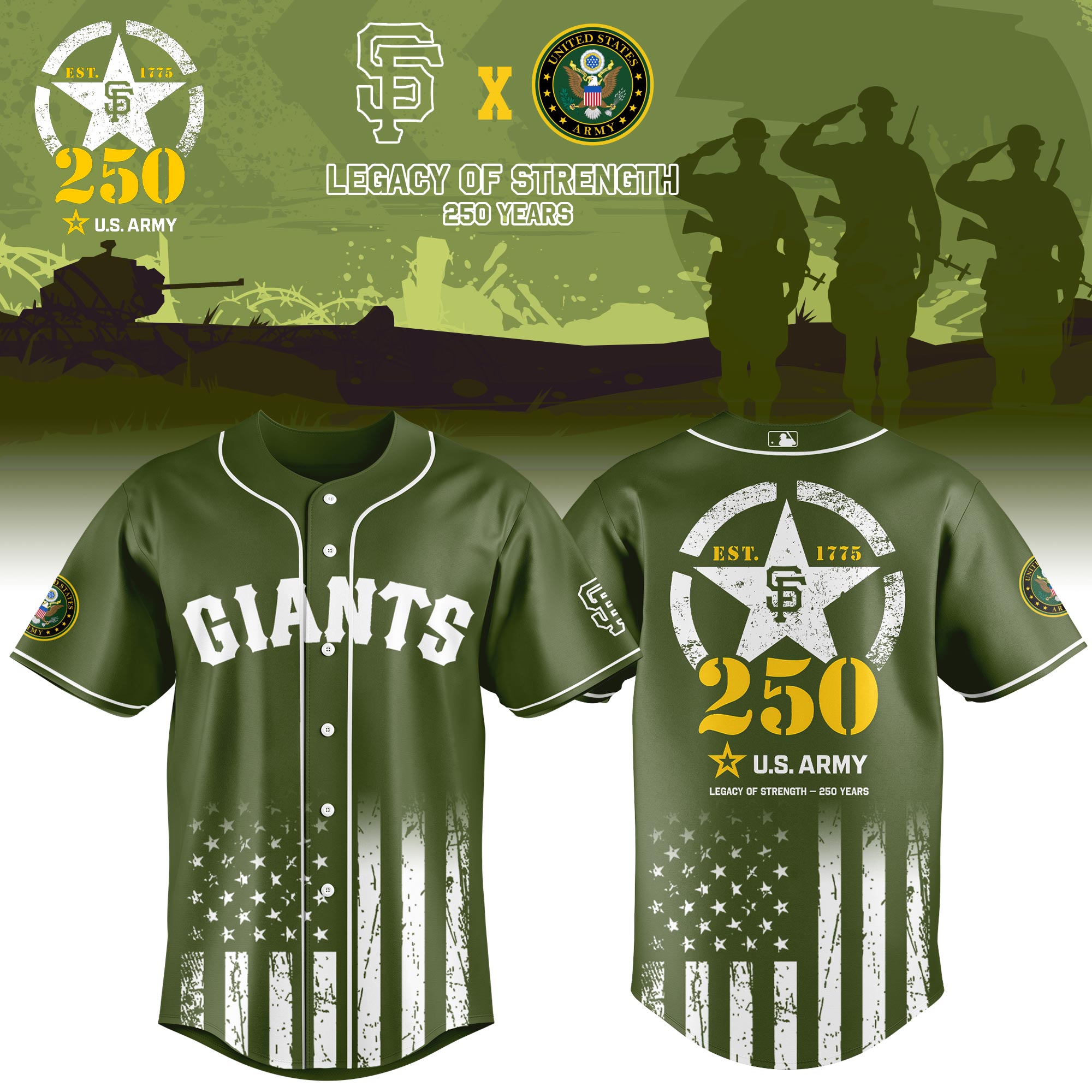 San Francisco Giants Mlb X Usa Legacy Of Strength Custom Baseball Jersey
