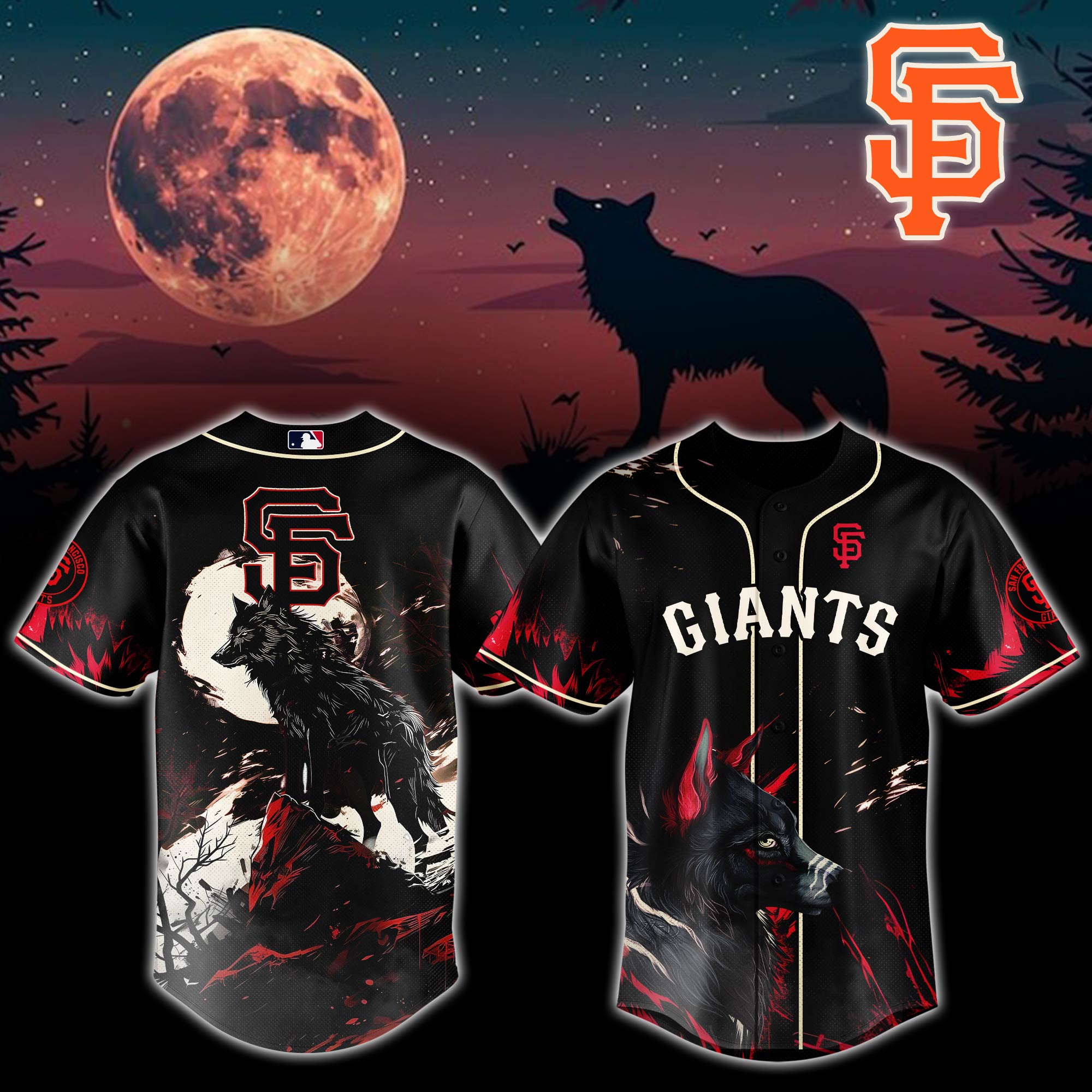 San Francisco Giants Mlb X Wolf Custom Baseball Jersey