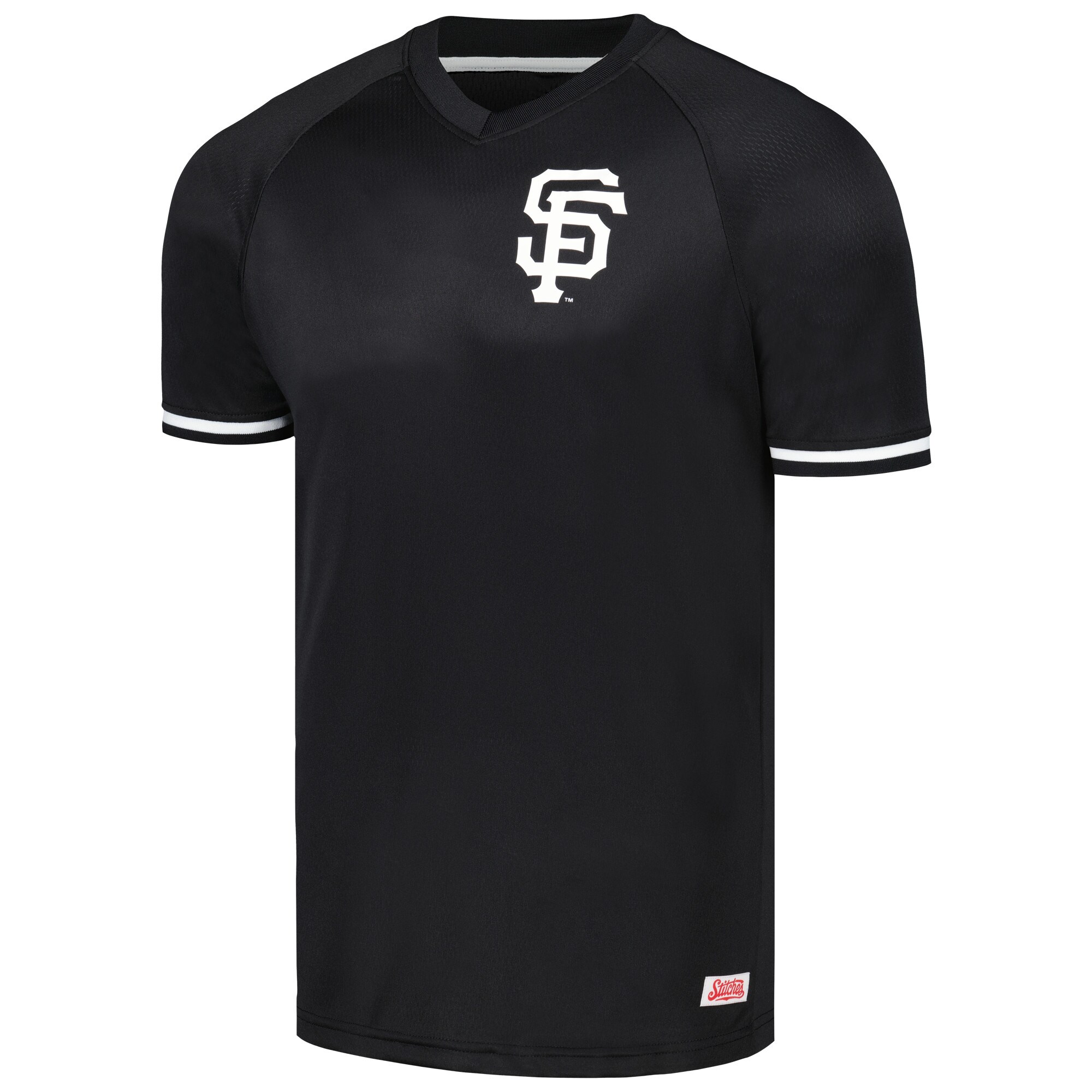 Alternative view of San Francisco Giants Stitches Black Raglan V-neck Jersey