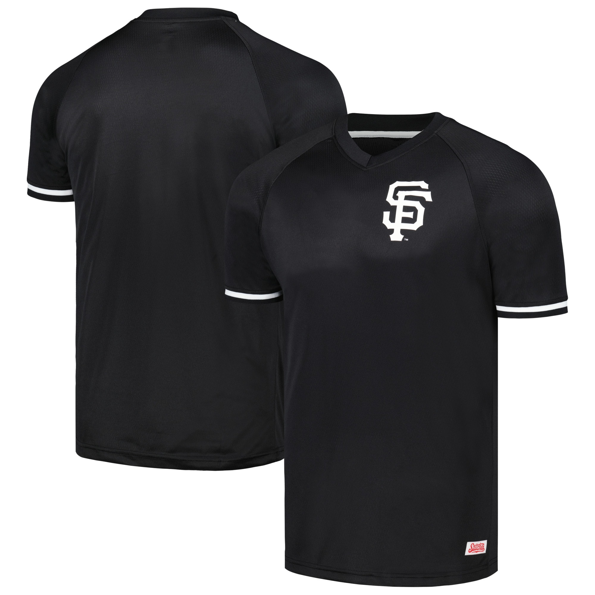 San Francisco Giants Stitches Black Raglan V-neck Jersey