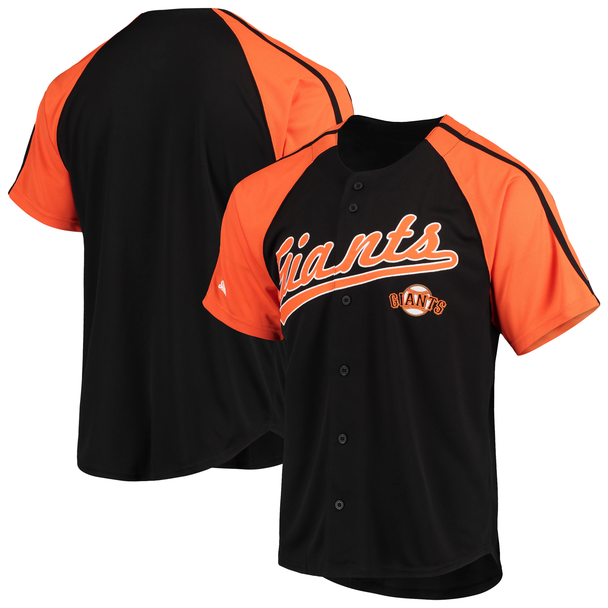 Alternative view of San Francisco Giants Stitches Button-down Raglan Replica Jersey - Black
