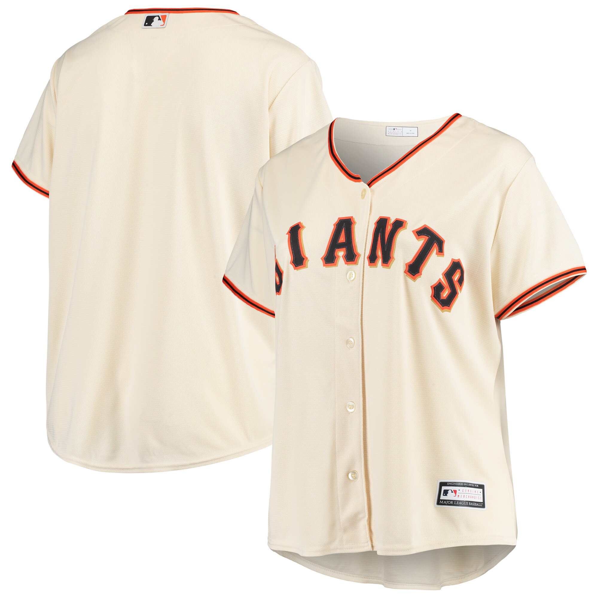 Alternative view of San Francisco Giants Women's Plus Size Home Replica Team Jersey - Cream
