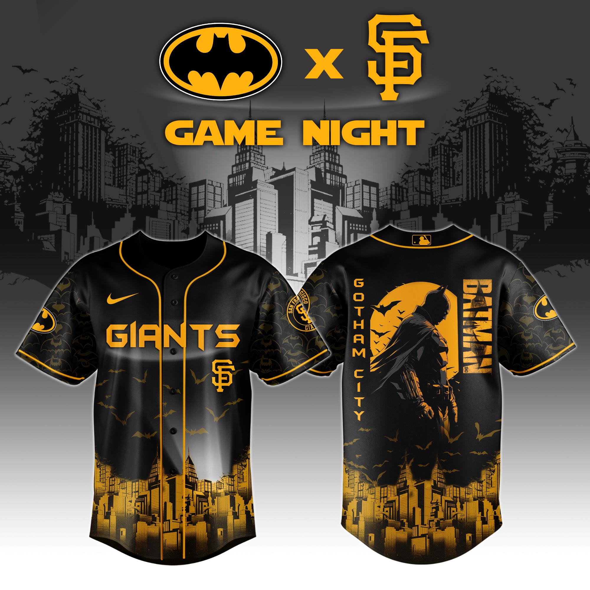 San Francisco Giants X Dc Batman Game Night Custom Baseball Jersey