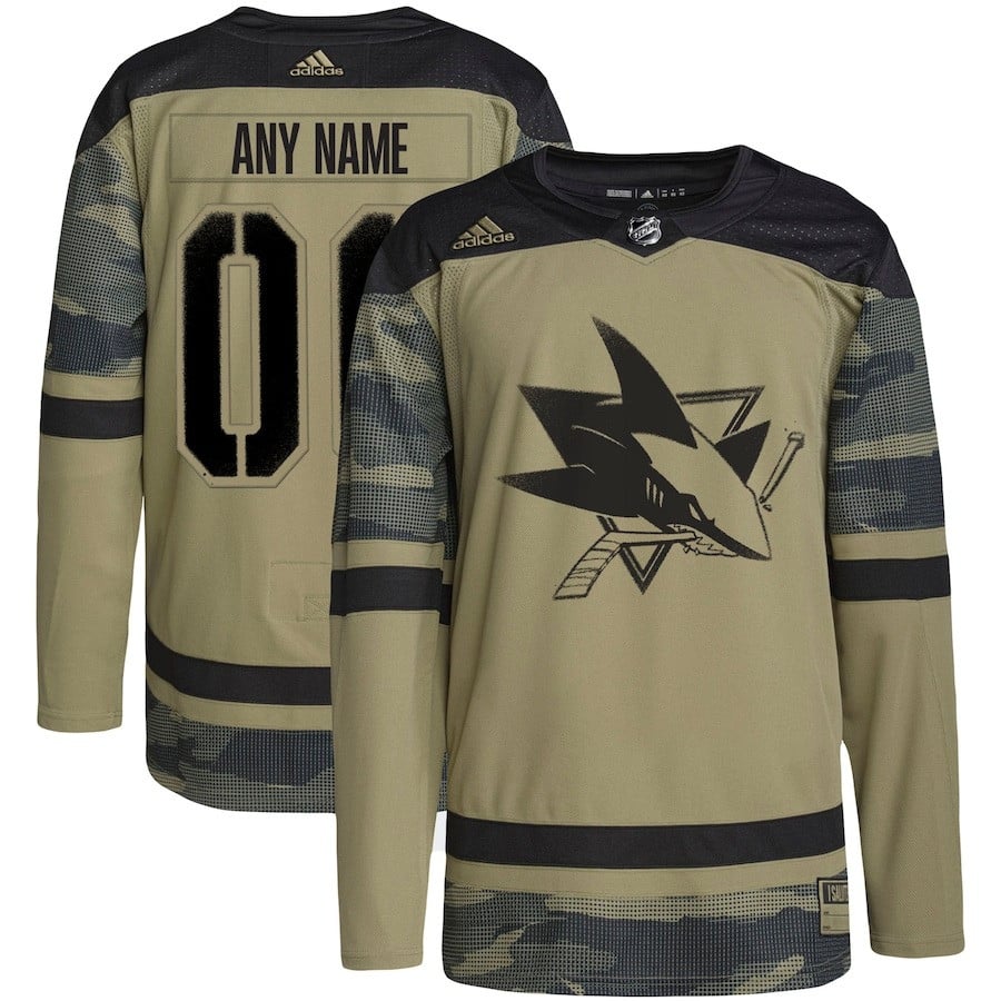 San Jose Sharks Military Appreciation Team Custom Practice Jersey - Camo - JS905 