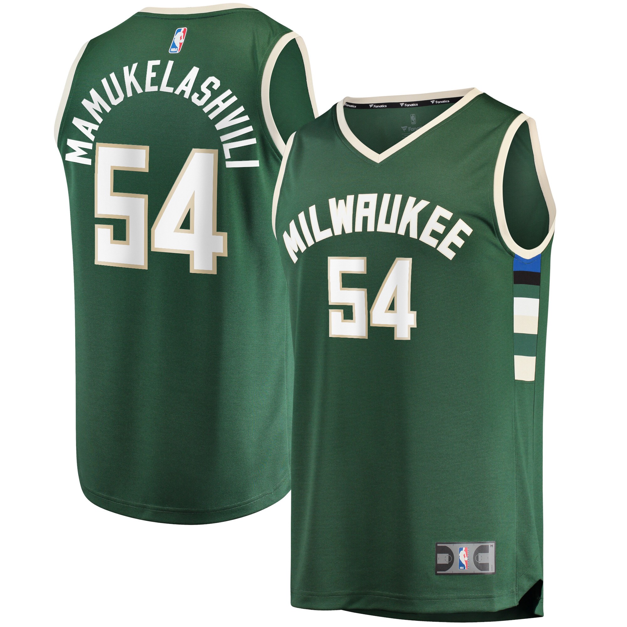 Alternative view of Sandro Mamukelashvili Milwaukee Bucks Fanatics Branded 2021/22 Fast Break Replica Jersey - Icon Edition - Hunter Green