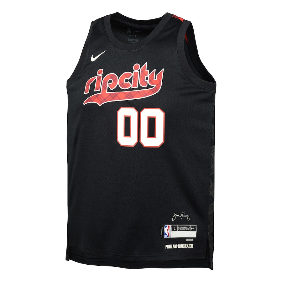 Alternative view of Scoot Henderson 00 Portland Trail Blazers 2023/24 City Edition Swingman YOUTH Jersey - Black - JS169 