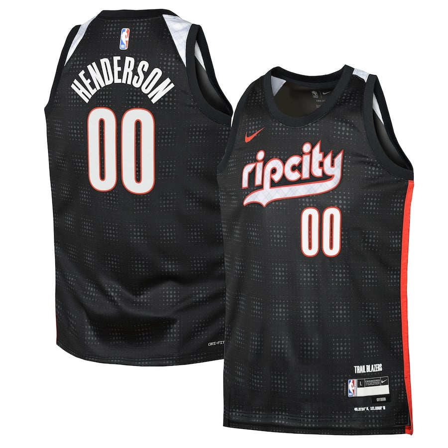 Scoot Henderson 00 Portland Trail Blazers 2024/25 Swingman Player YOUTH Jersey - City Edition - Black - JS227 