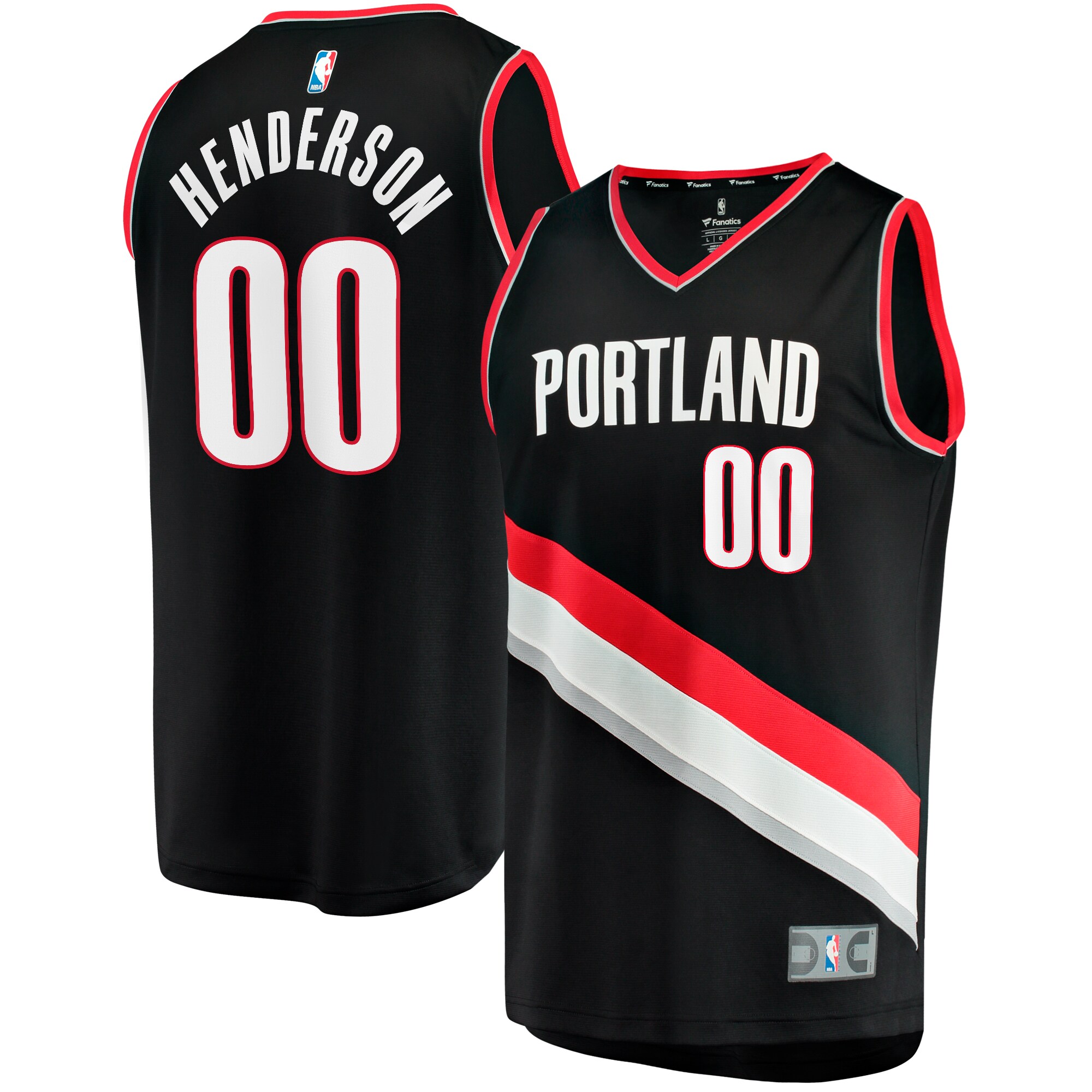 Alternative view of Scoot Henderson Portland Trail Blazers Fanatics Branded 2023 Nba Draft First Round Pick Fast Break Replica Jersey - Icon Edition - Black