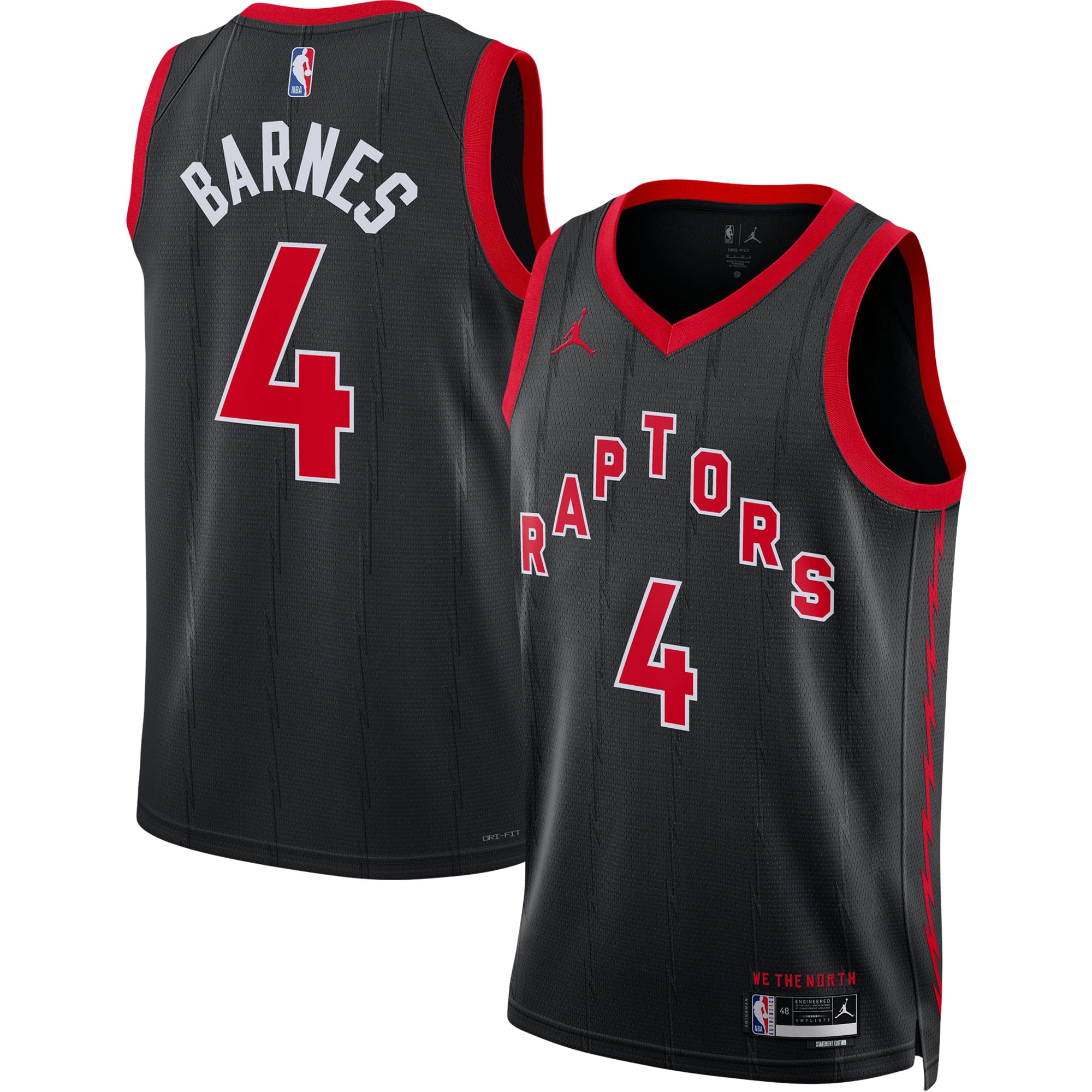 Alternative view of Scottie Barnes 2022/23 Toronto Raptors Jordan Brand Unisex Swingman Jersey - Statement Edition - Black