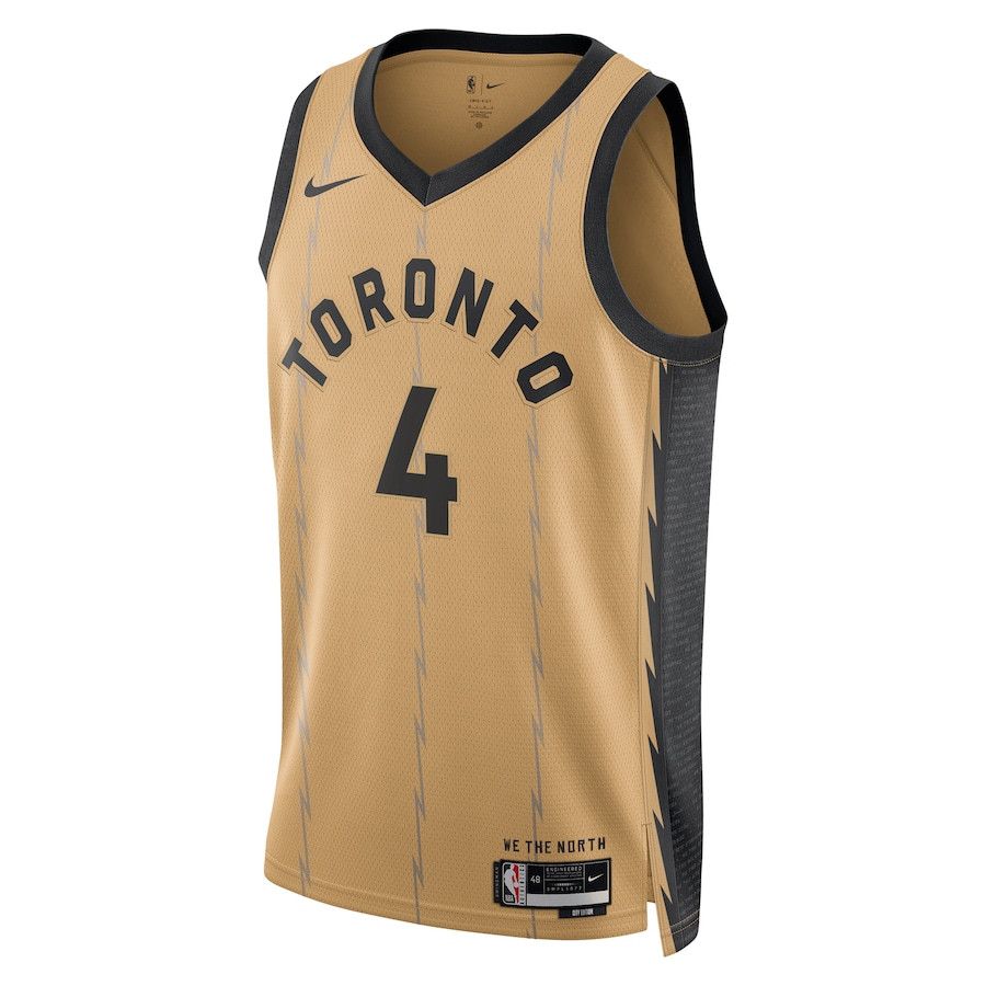 Alternative view of Scottie Barnes 4 Toronto Raptors 2023/24 City Edition Swingman Jersey - Gold - JS580 