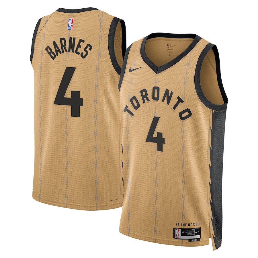 Scottie Barnes 4 Toronto Raptors 2023/24 City Edition Swingman Jersey - Gold - JS580 