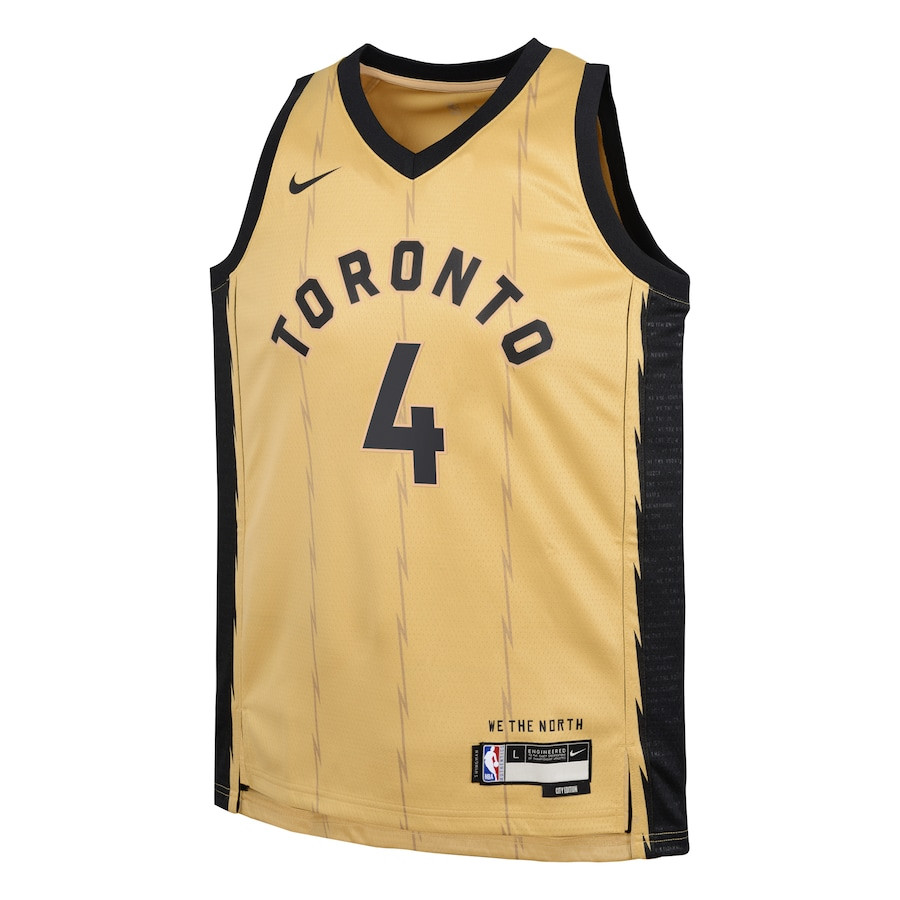 Alternative view of Scottie Barnes 4 Toronto Raptors 2023/24 City Edition Swingman YOUTH Jersey - Gold - JS804 
