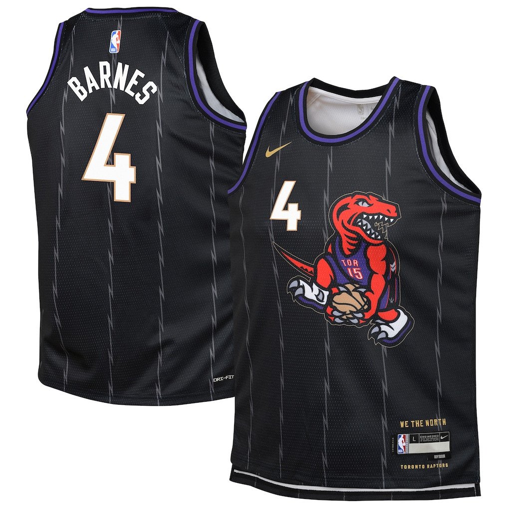 Scottie Barnes 4 Toronto Raptors 2024/25 Swingman Player YOUTH Jersey - City Edition - Black - JS942 