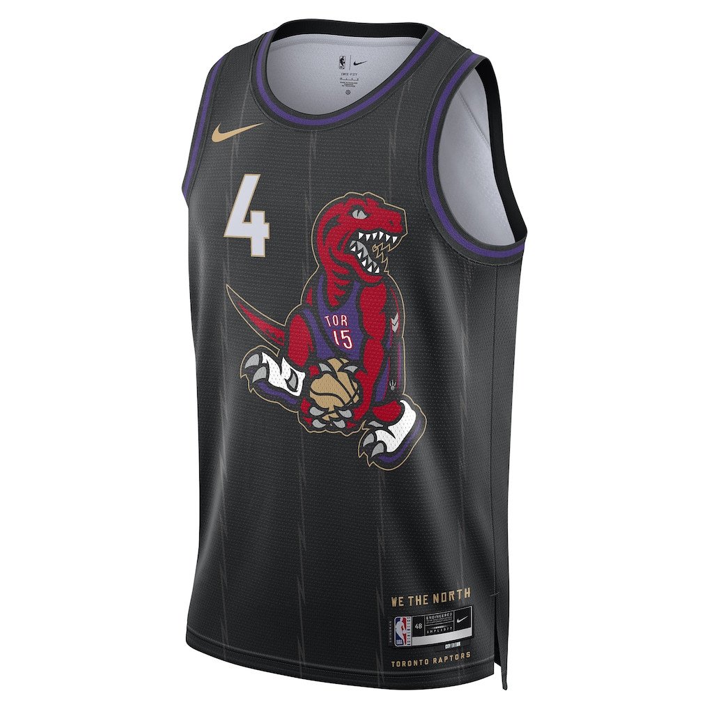 Alternative view of Scottie Barnes 4 Toronto Raptors Unisex 2024/25 Swingman Player Jersey - City Edition - Black - JS967 