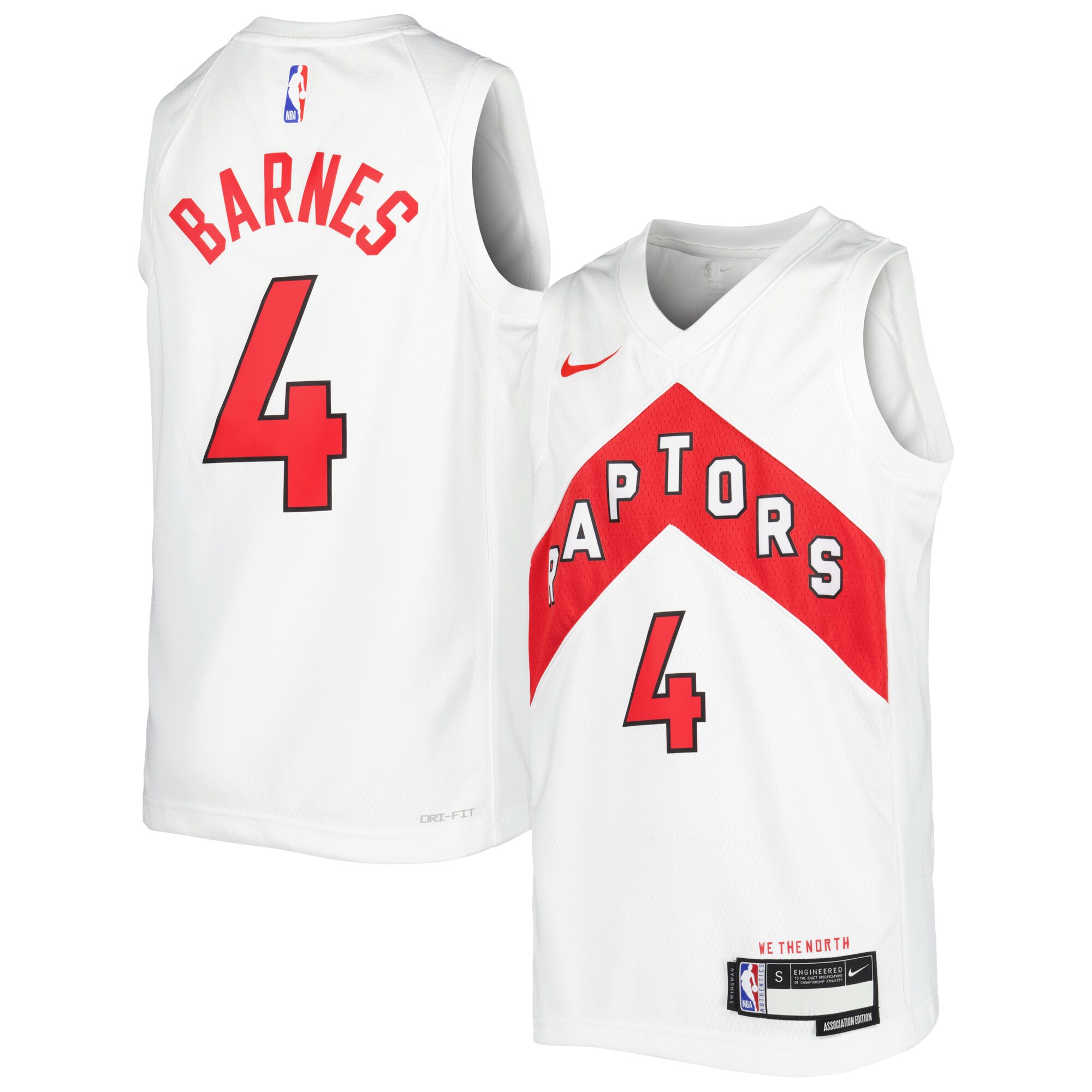 Alternative view of Scottie Barnes Toronto Raptors Youth 2021/22 Swingman Player Jersey White - Association Edition