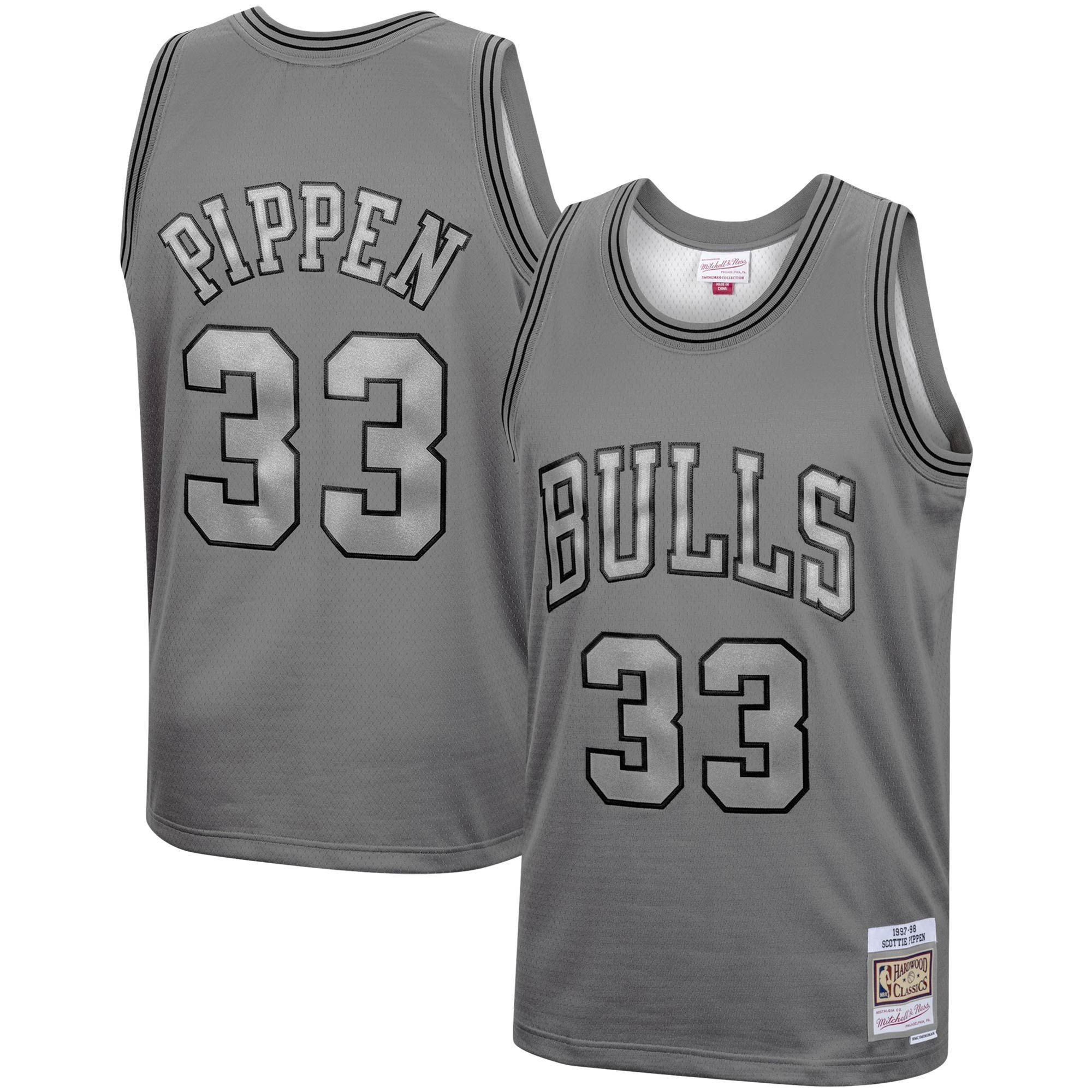 Scottie Pippen Chicago Bulls Mitchell & Ness Hardwood Classics Retired Player 1997/98 Metal Works Swingman Jersey – Charcoal - JS151 