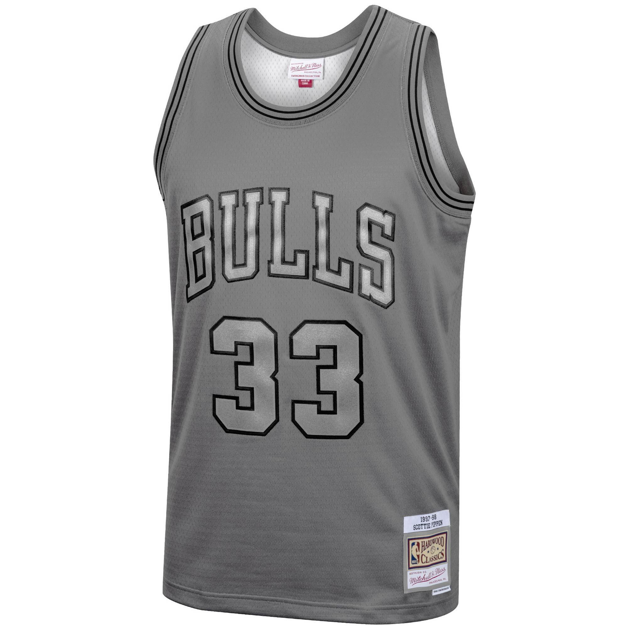 Alternative view of Scottie Pippen Chicago Bulls Mitchell & Ness Hardwood Classics Retired Player 1997/98 Metal Works Swingman Jersey – Charcoal - JS151 
