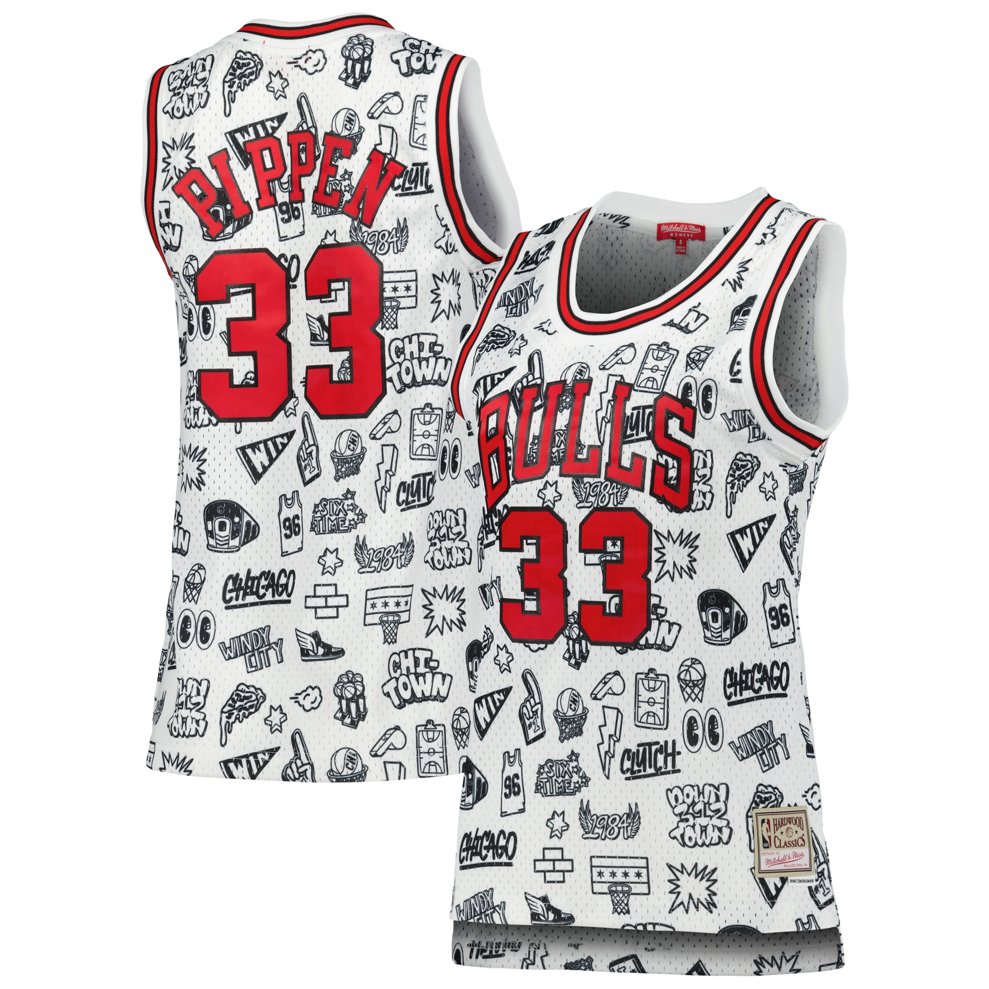 Alternative view of Scottie Pippen Chicago Bulls Mitchell & Ness Women's 1997 Doodle Swingman Jersey - White