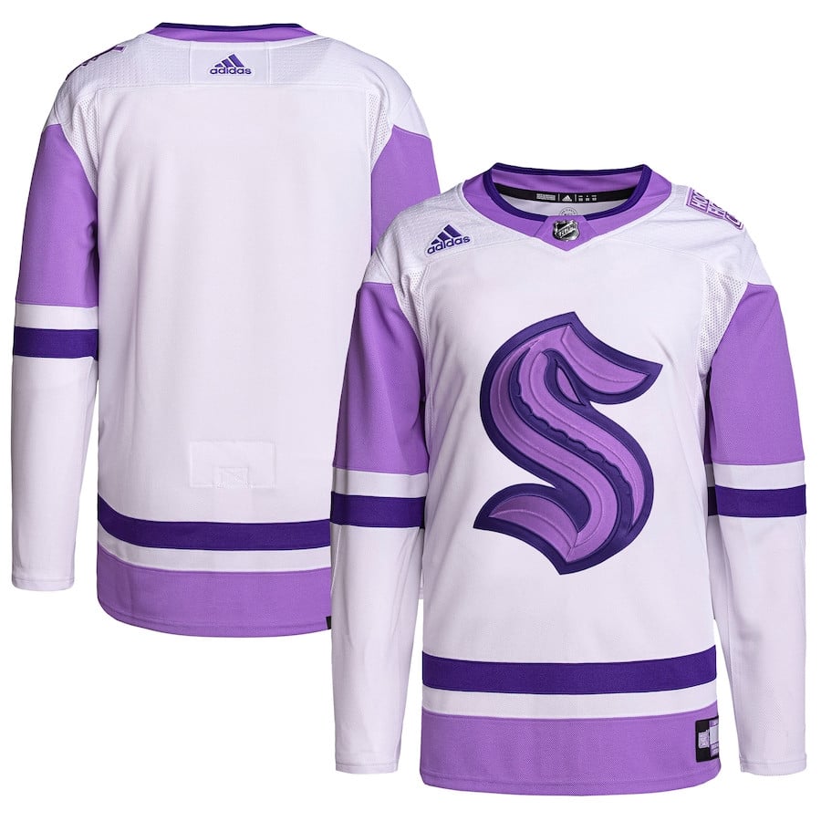 Seattle Kraken Hockey Fights Cancer Primegreen Men Jersey - White/Purple - JS453 