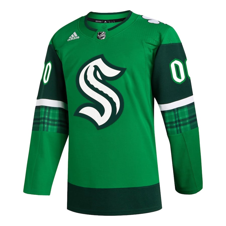Alternative view of Seattle Kraken St. Patrick's Day Custom Men Jersey - Kelly Green - JS924 