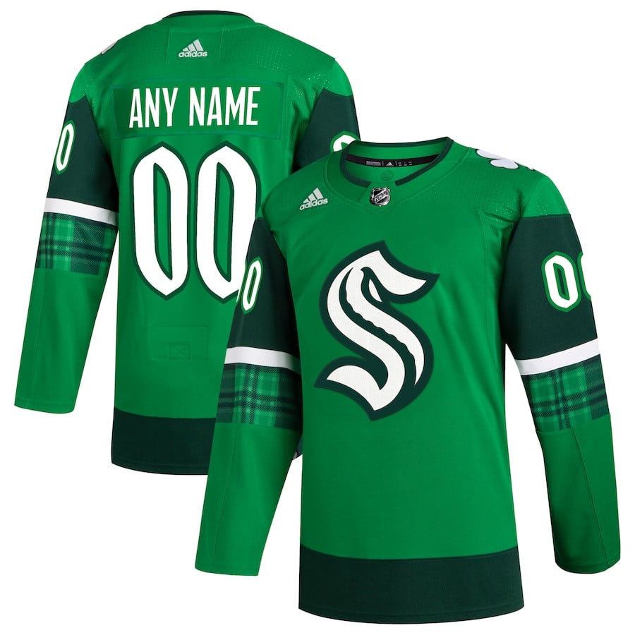 Seattle Kraken St. Patrick's Day Custom Men Jersey - Kelly Green - JS924 
