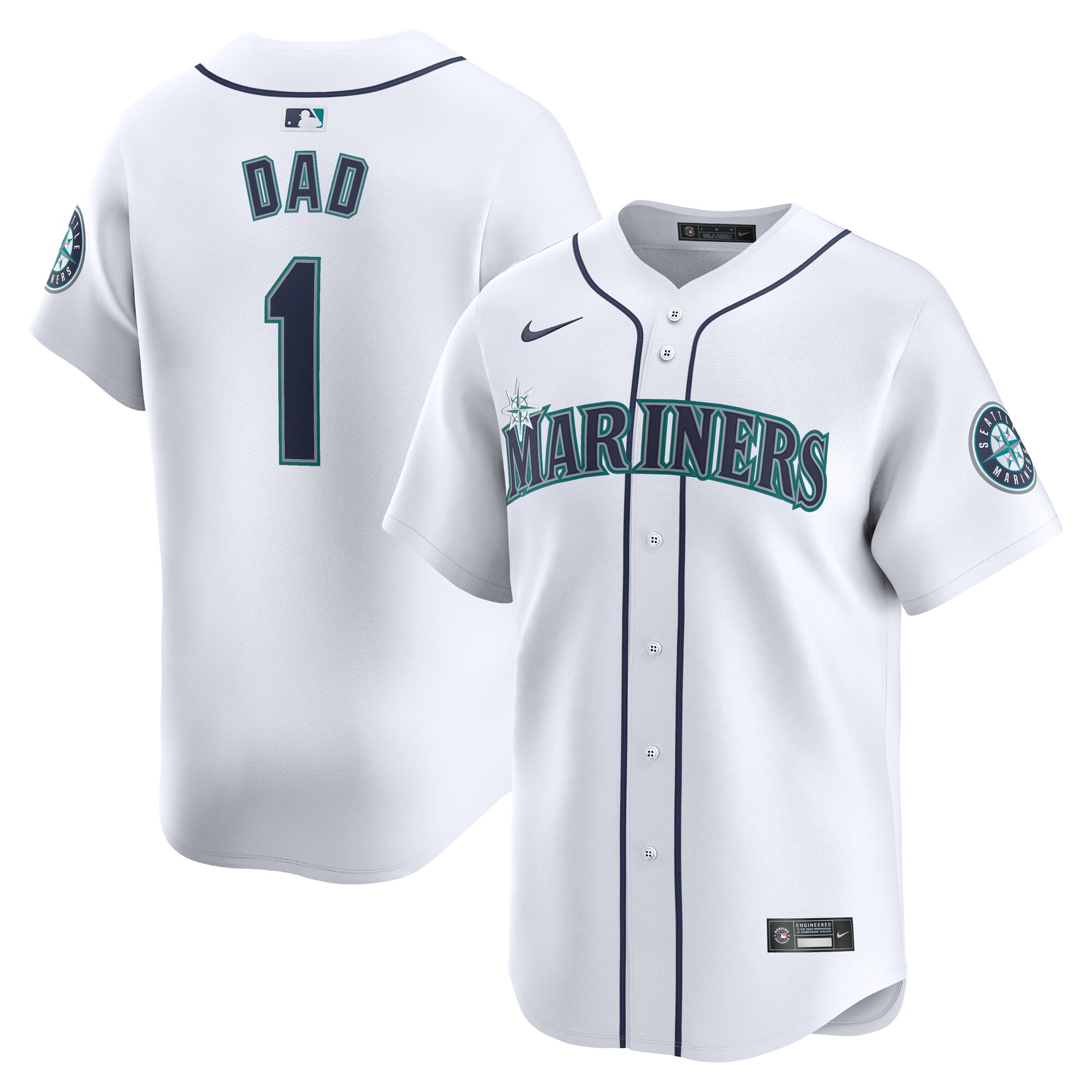 Seattle Mariners #1 Dad Home Limited Jersey - White