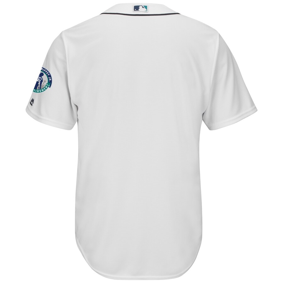 Alternative view of Seattle Mariners Majestic Griffey Retirement Day Patch Cool Base Team Jersey - White