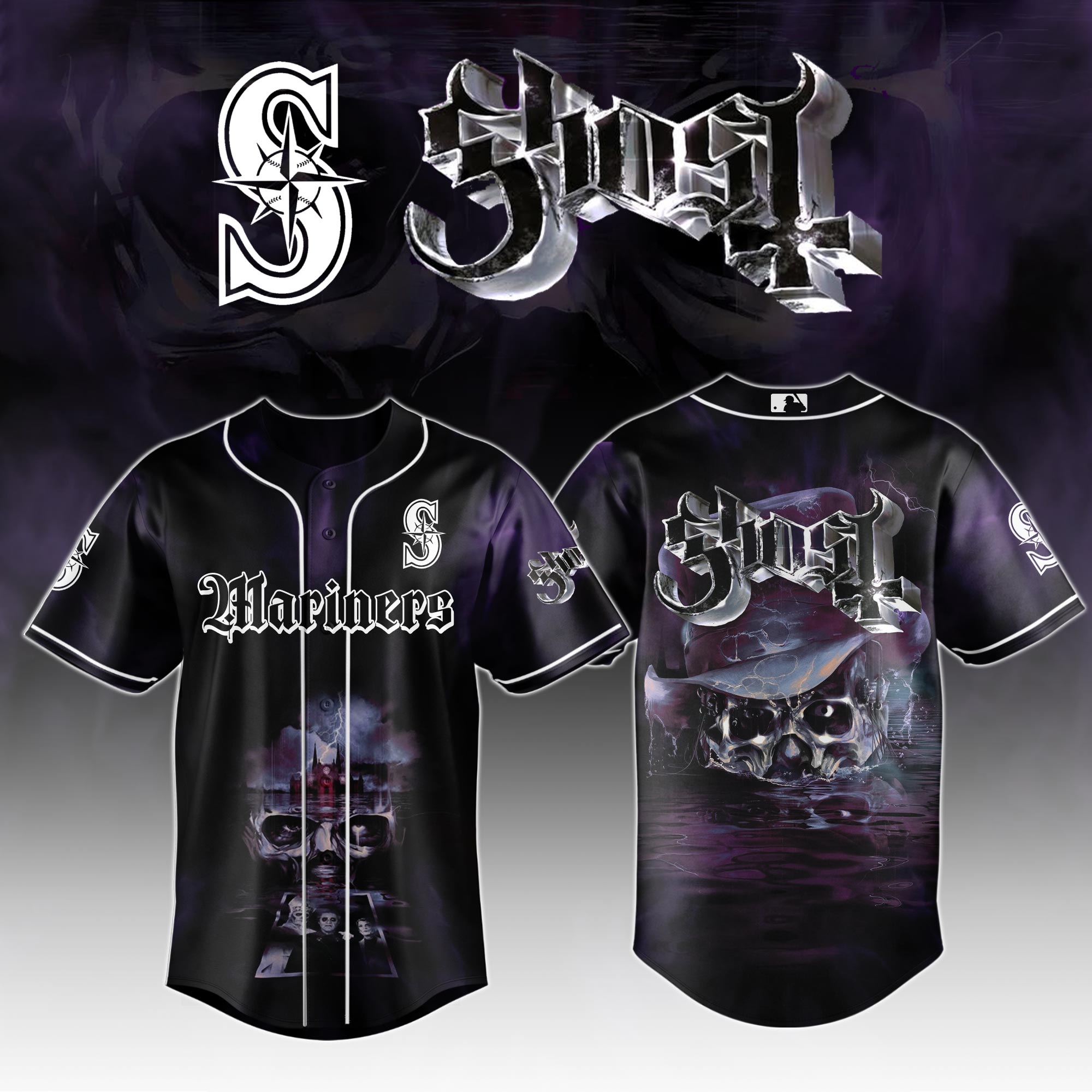 Seattle Mariners Mlb X Ghost Night Show Custom Baseball Jersey