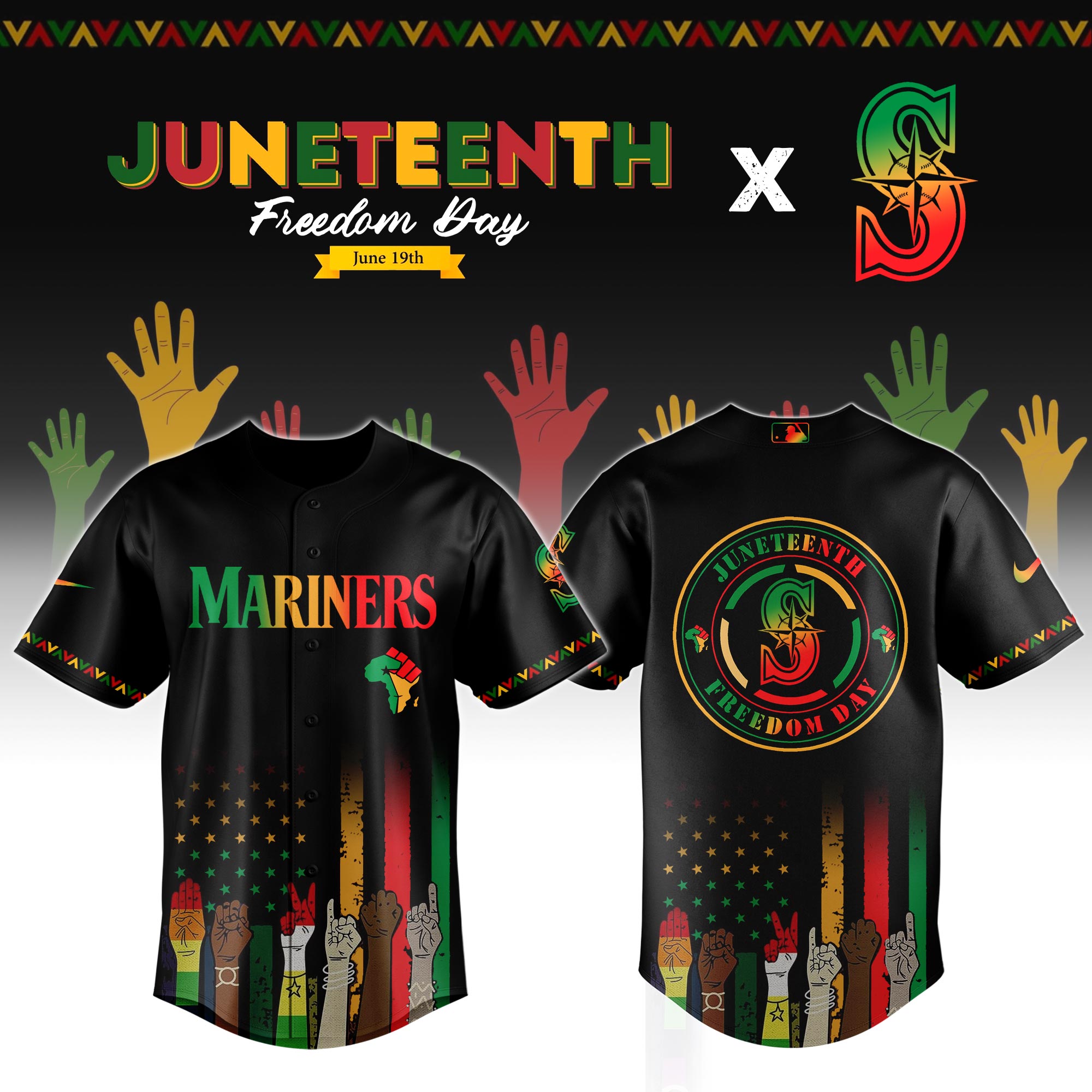 Seattle Mariners Mlb X Juneteenth Custom Baseball Jersey 2025