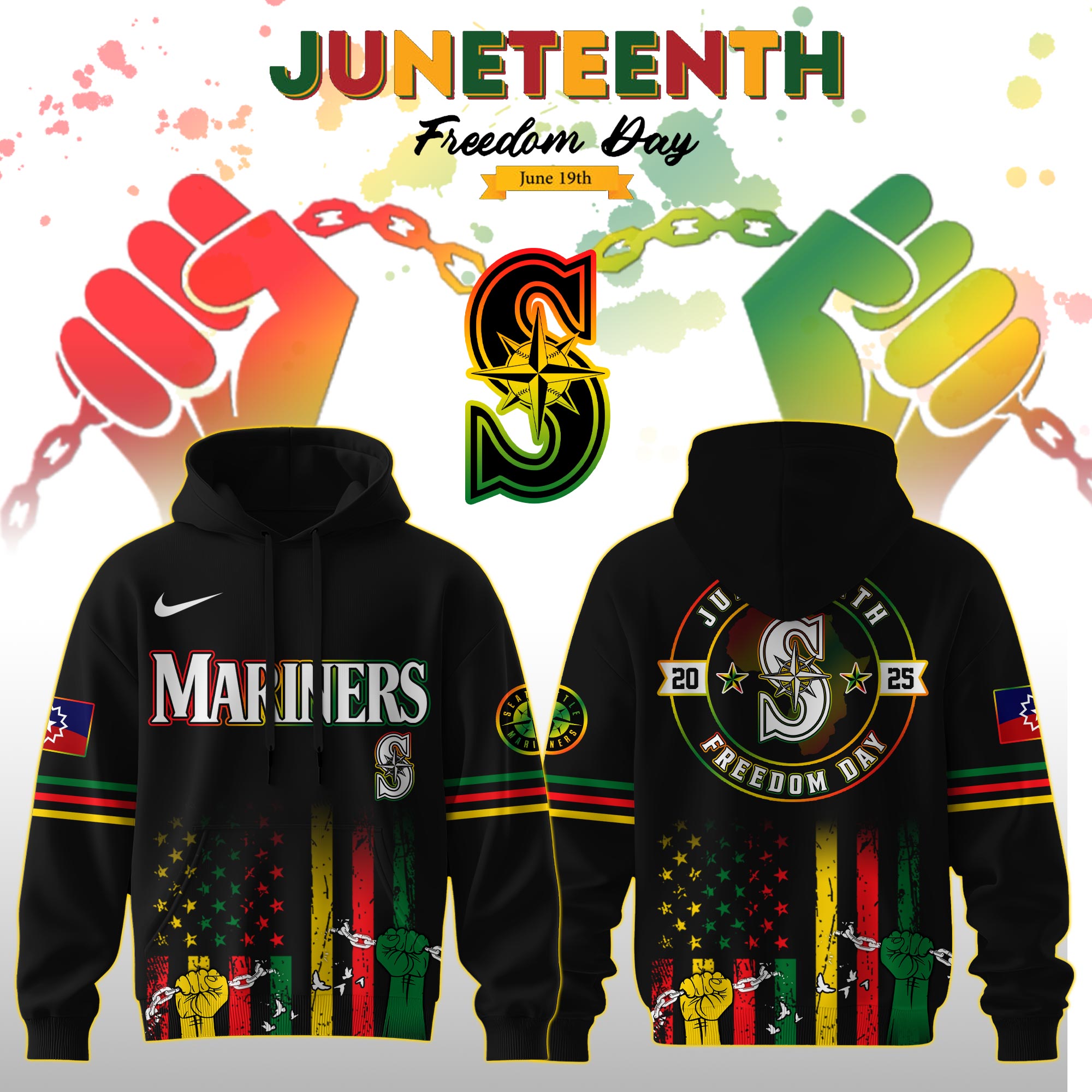 Seattle Mariners Mlb X Juneteenth Freedom Day Edition Custom Hoodie 2025